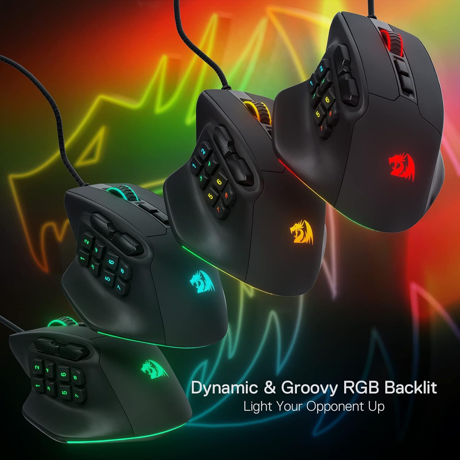 Thumbnail 6 de Redragon M811 Aatrox MMO mouse da gioco cablato con 15 pulsanti programmabili e RGB