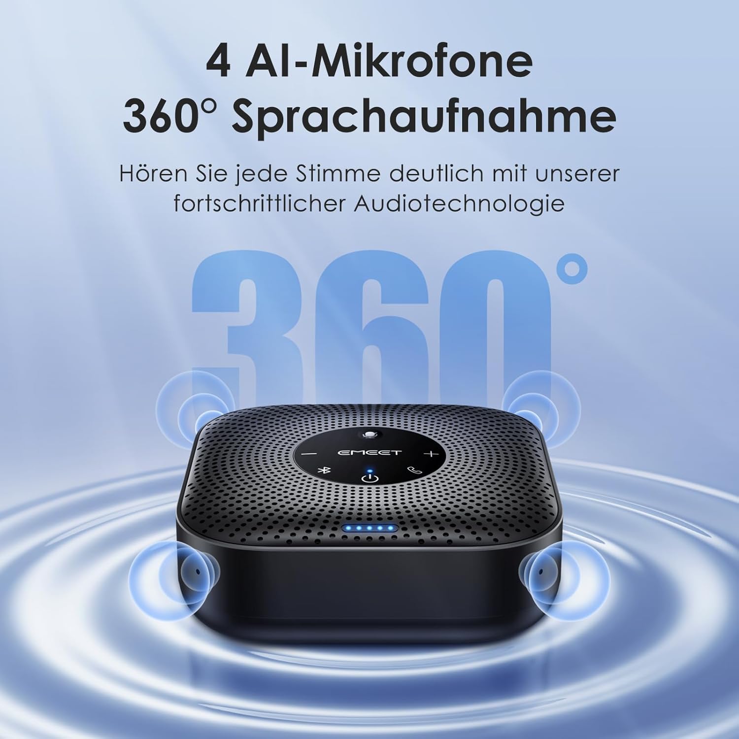Thumbnail 1 de EMEET Konferenzlautsprecher M0 Plus – 4 AI-Mikrofone, 360° Abdeckung, Daisy-Chain Erweitertung