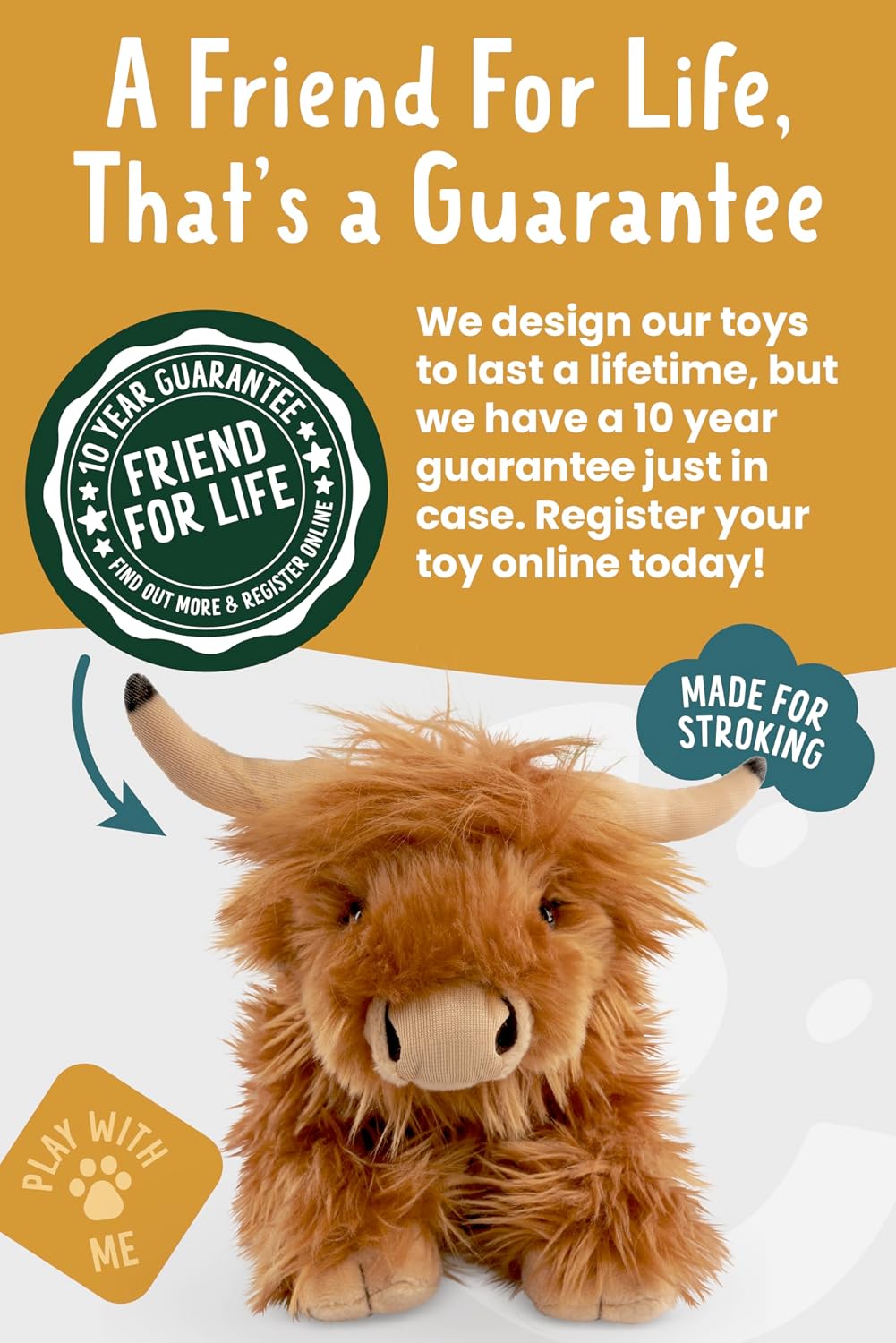 Thumbnail 5 de Living Nature Lying Highland Cow Brown Soft Toy – 18 cm