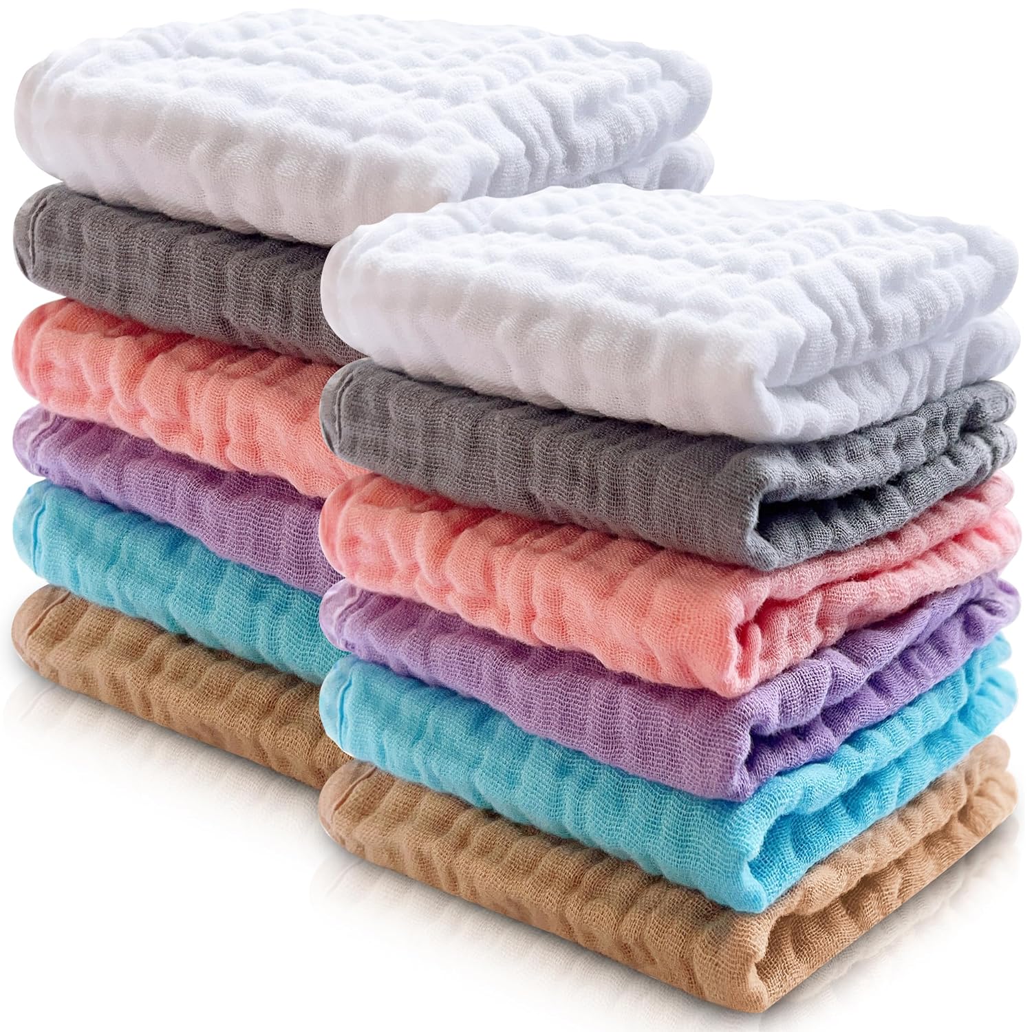 Detalle de Cute Castle Muslin Baby Washcloths, 12-Pack