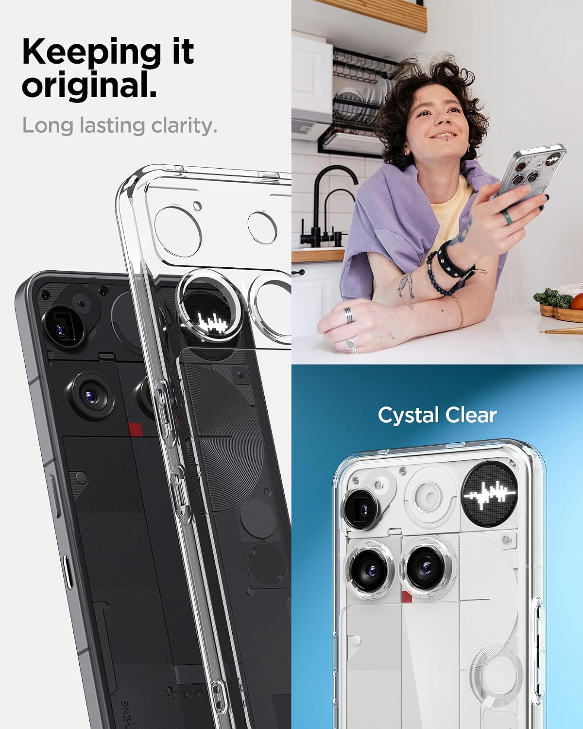 Detalle de Spigen Cover Ultra Hybrid compatibile con Nothing Phone (3) – Trasparente