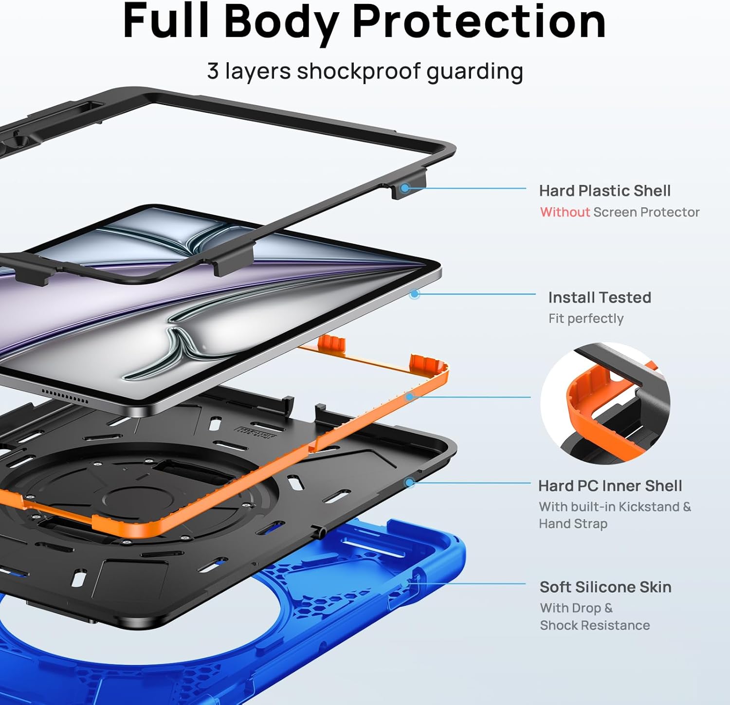 Thumbnail 2 de Gerutek 11-inch iPad Air Rugged Case with 360° Stand and Straps (M2/M3/M4) – Blue