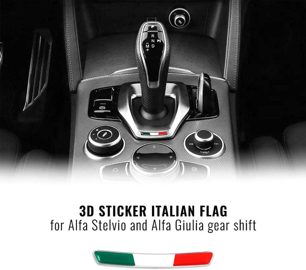 Detalle 2 de 4R Quattroerre.it 14171 Adesivi Italia per Leva Cambio Alfa Giulia Stelvio – Set da 2