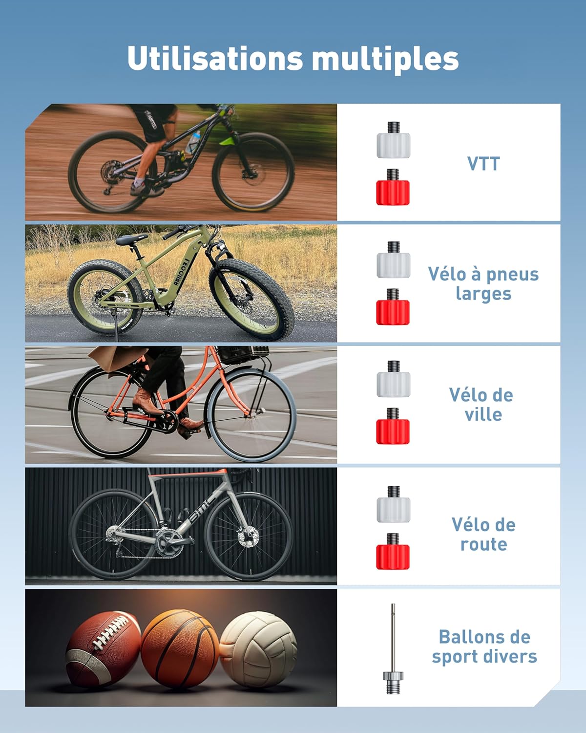 Thumbnail 4 de AUXITO Mini Pompe à vélo 120 PSI