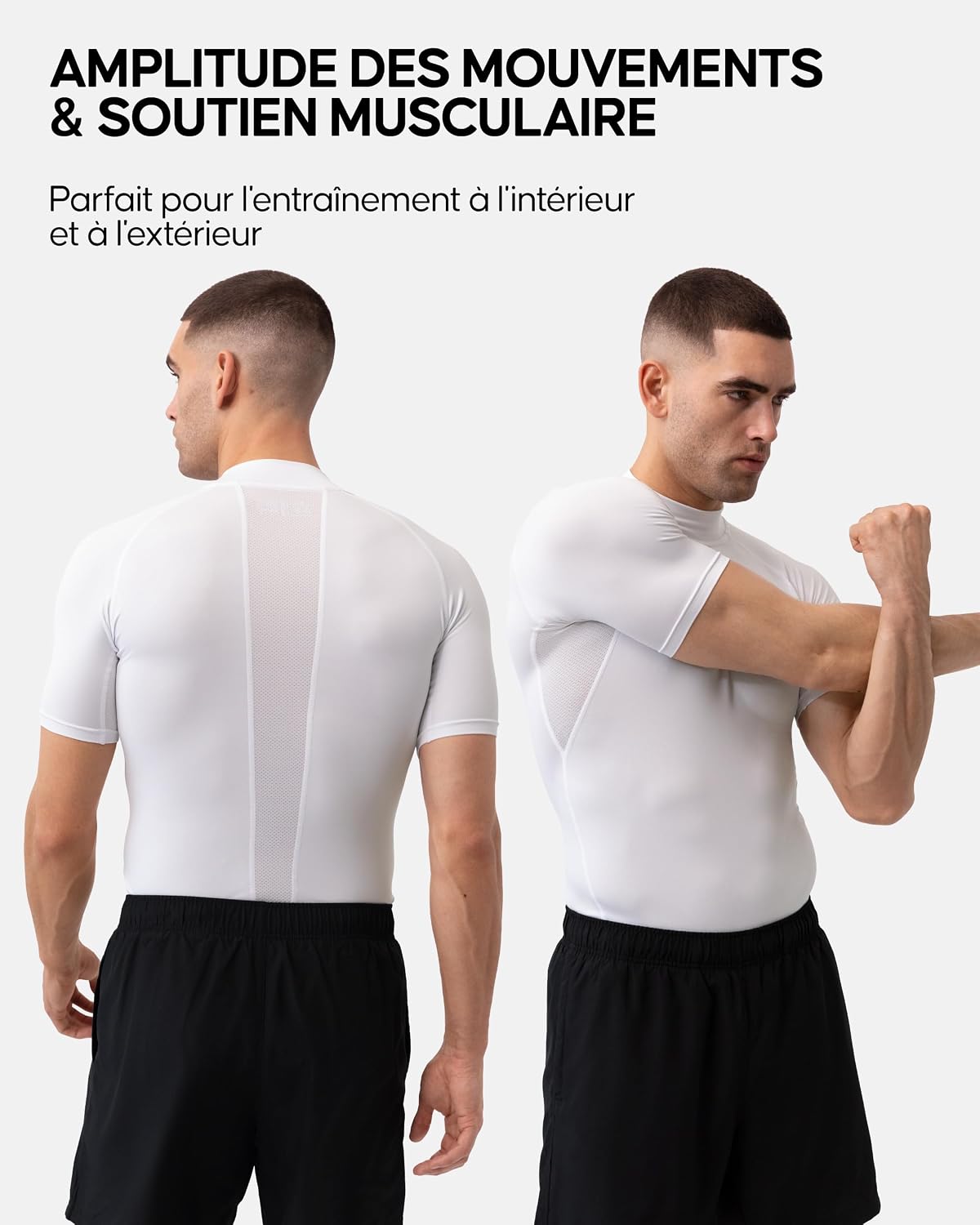Detalle 2 de DANISH ENDURANCE T-Shirt de Compression, Séchage Rapide – Lot de 2 pour Homme