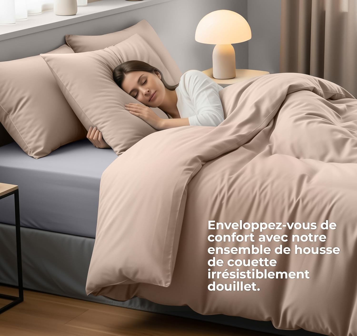 Thumbnail 2 de Housse de Couette Utopia Bedding 240x260 cm avec 2 taies 65x65 cm (Beige) – Microfibre brossée douce
