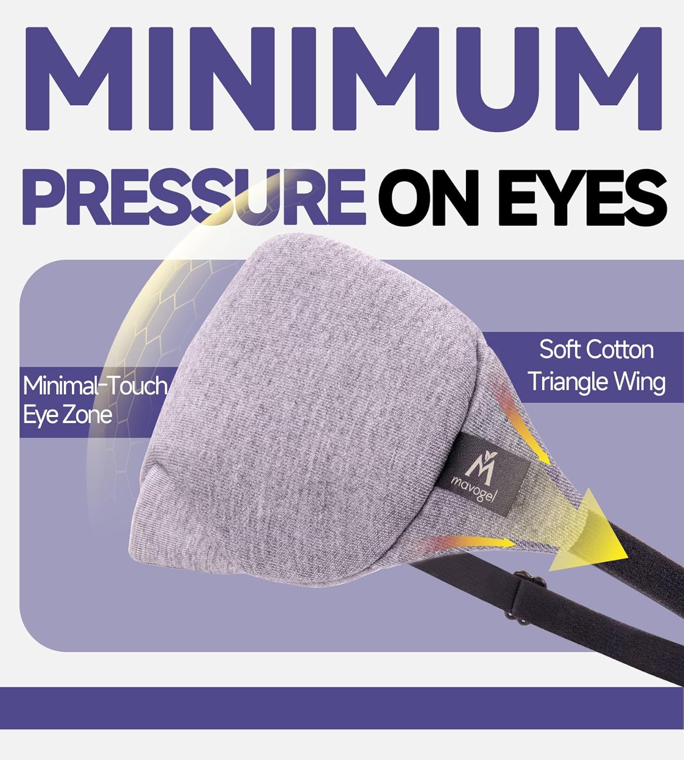 Detalle de Mavogel Cotton Sleep Eye Mask - Updated Design with Adjustable Nose Bridge, Grey