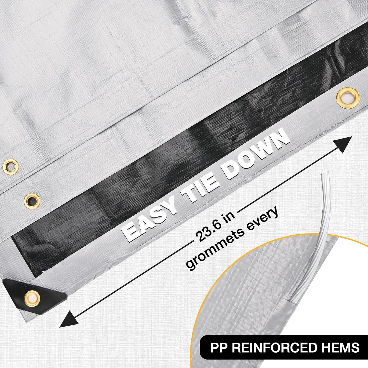 Detalle de Winpull Tarp 16x20 Feet 14 Mil Heavy Duty Waterproof Poly Tarp