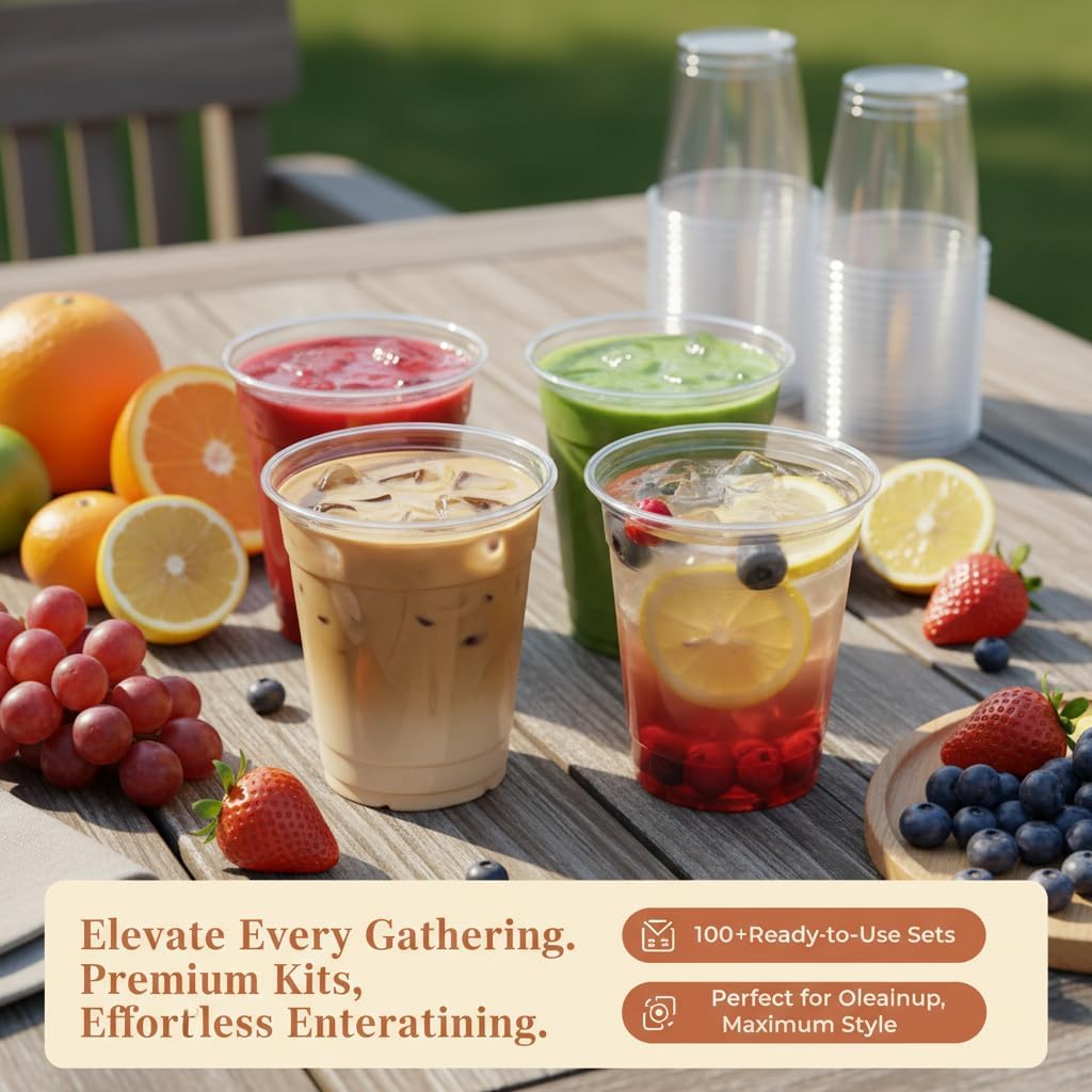 Thumbnail 6 de Voatree 110 Pack Clear Plastic Cups with Lids and Straws, 16 oz