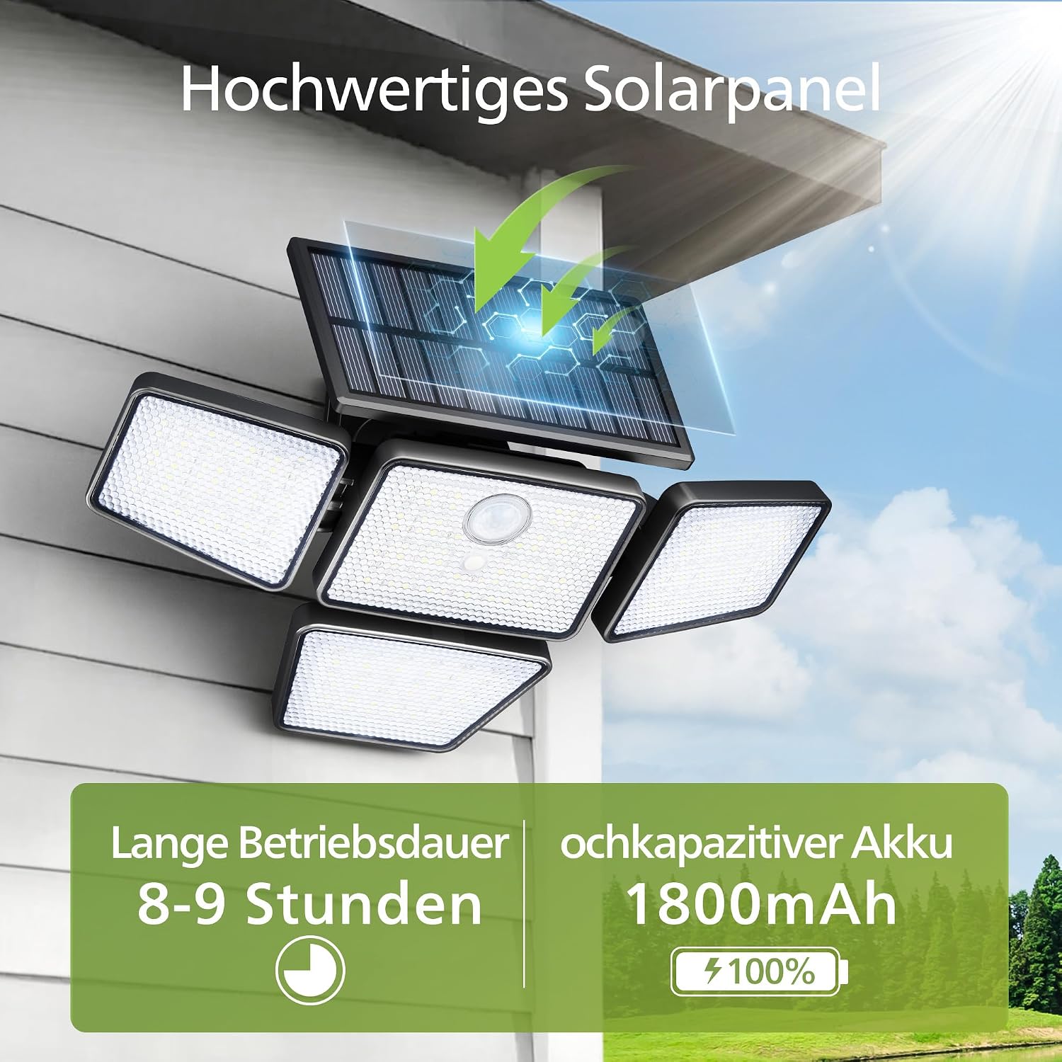 Thumbnail 6 de Philips Solarlampen Außen mit Bewegungsmelder – 196 LED, 4 verstellbare Lampenköpfe, 2er-Set mit Fernbedienung