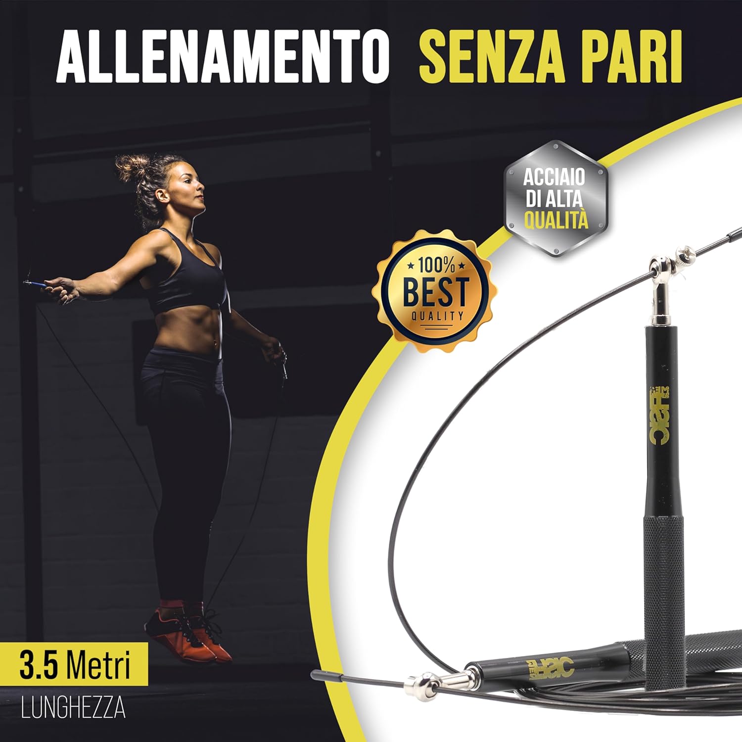 Thumbnail 5 de DISTOCK Corda per Saltare Professionale Palestra 3,5 m – Corda Crossfit Double Under, Nero o Argento