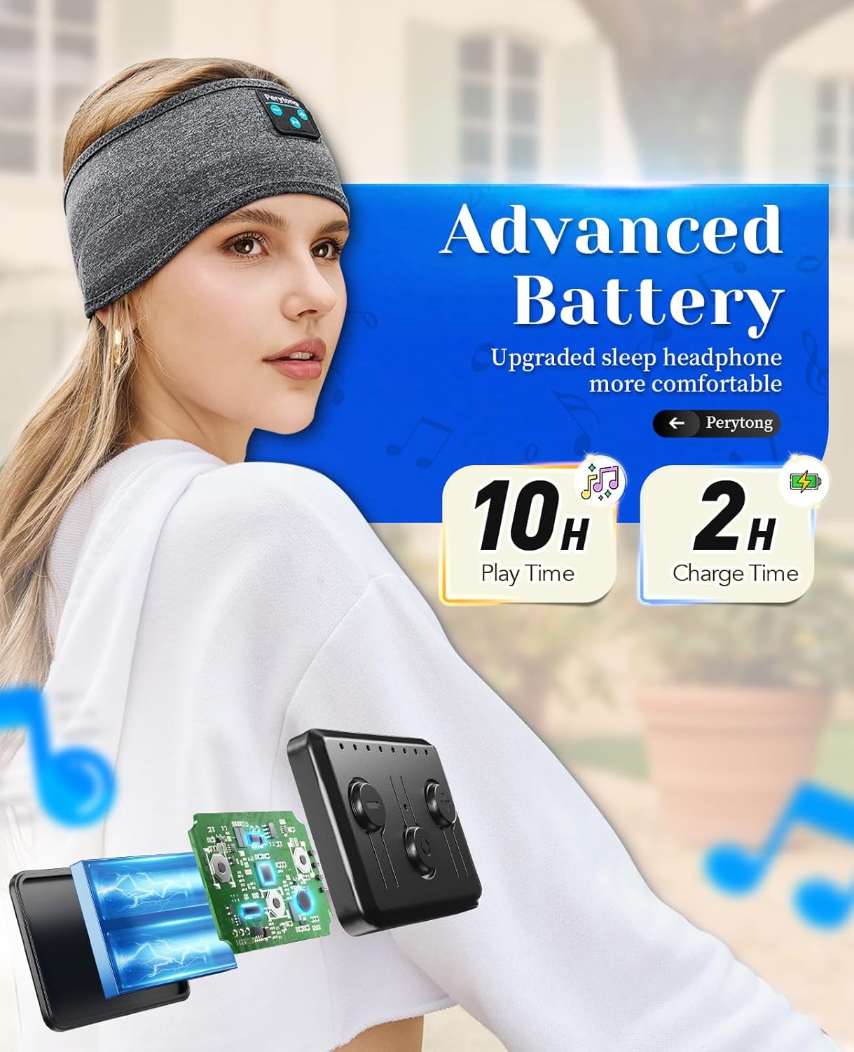 Thumbnail 5 de Perytong Bluetooth Sleeping Headphones Headband (Darkgray) with Built-In Speakers
