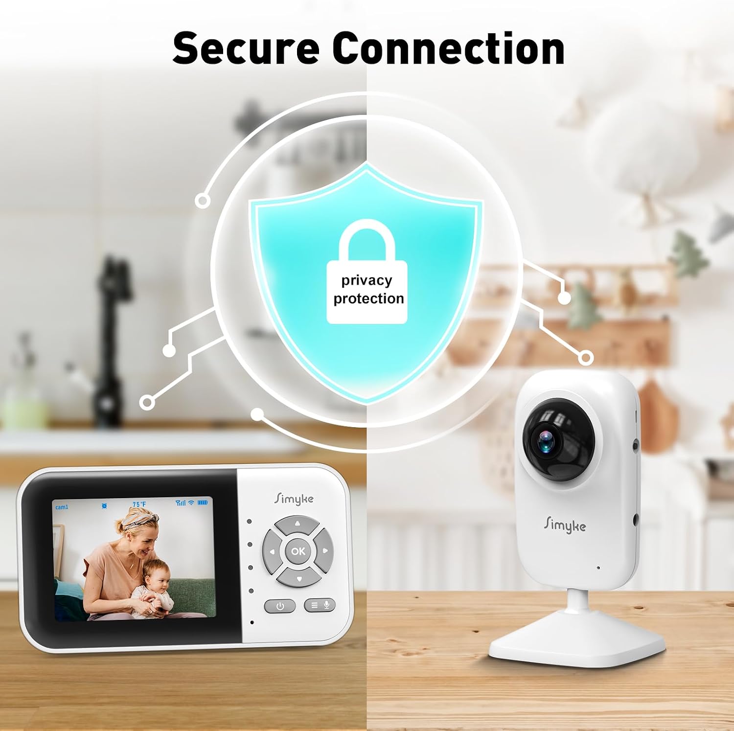 Thumbnail 6 de Simyke 2Cameras Video Baby Monitor with 2-Way Talk and 2.8" IPS Screen