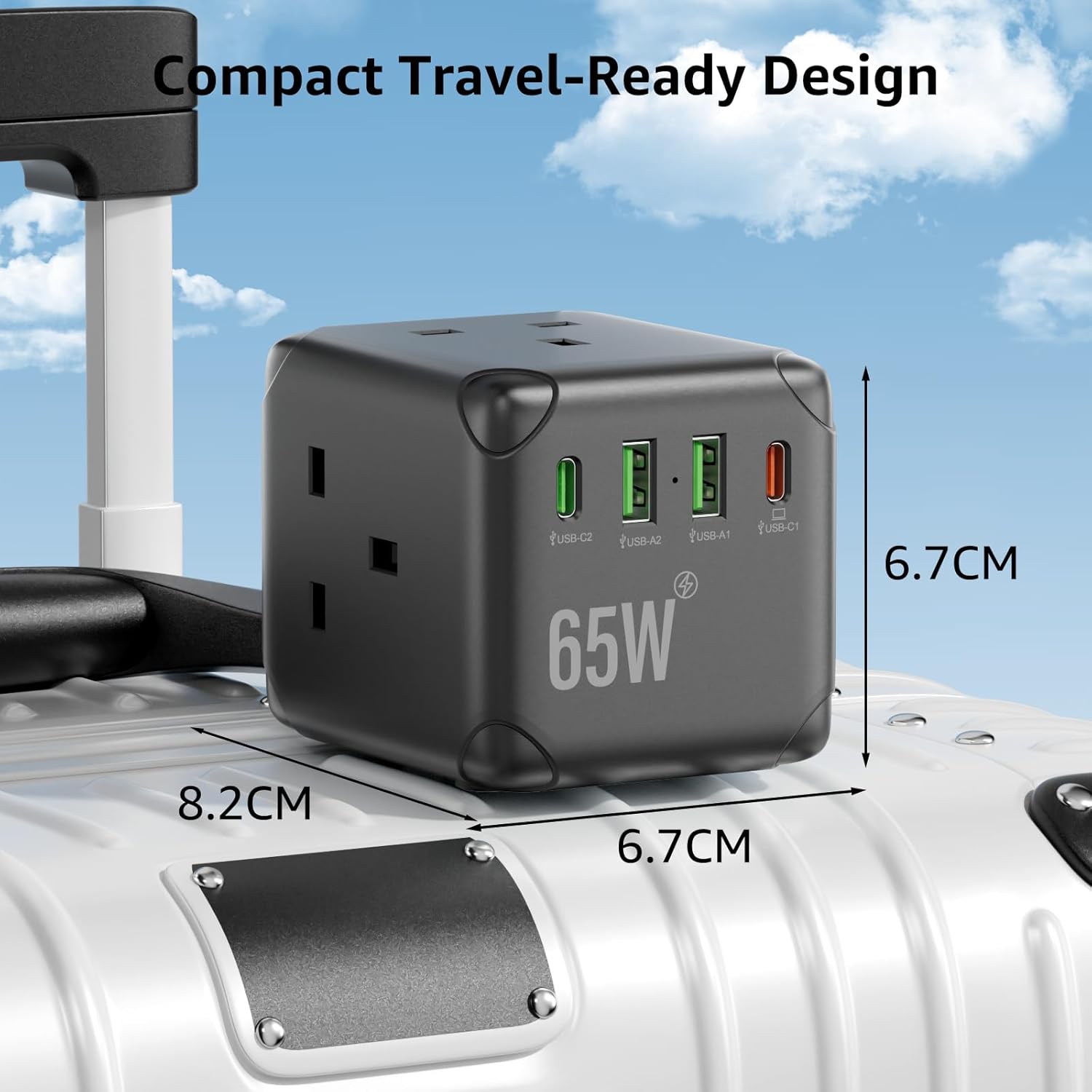 Thumbnail 5 de Cube Extension Lead with USB C Slots (PD65W), 3 Way UK Plug, 3m Cable, 2 USB‑A & 2 USB‑C Ports