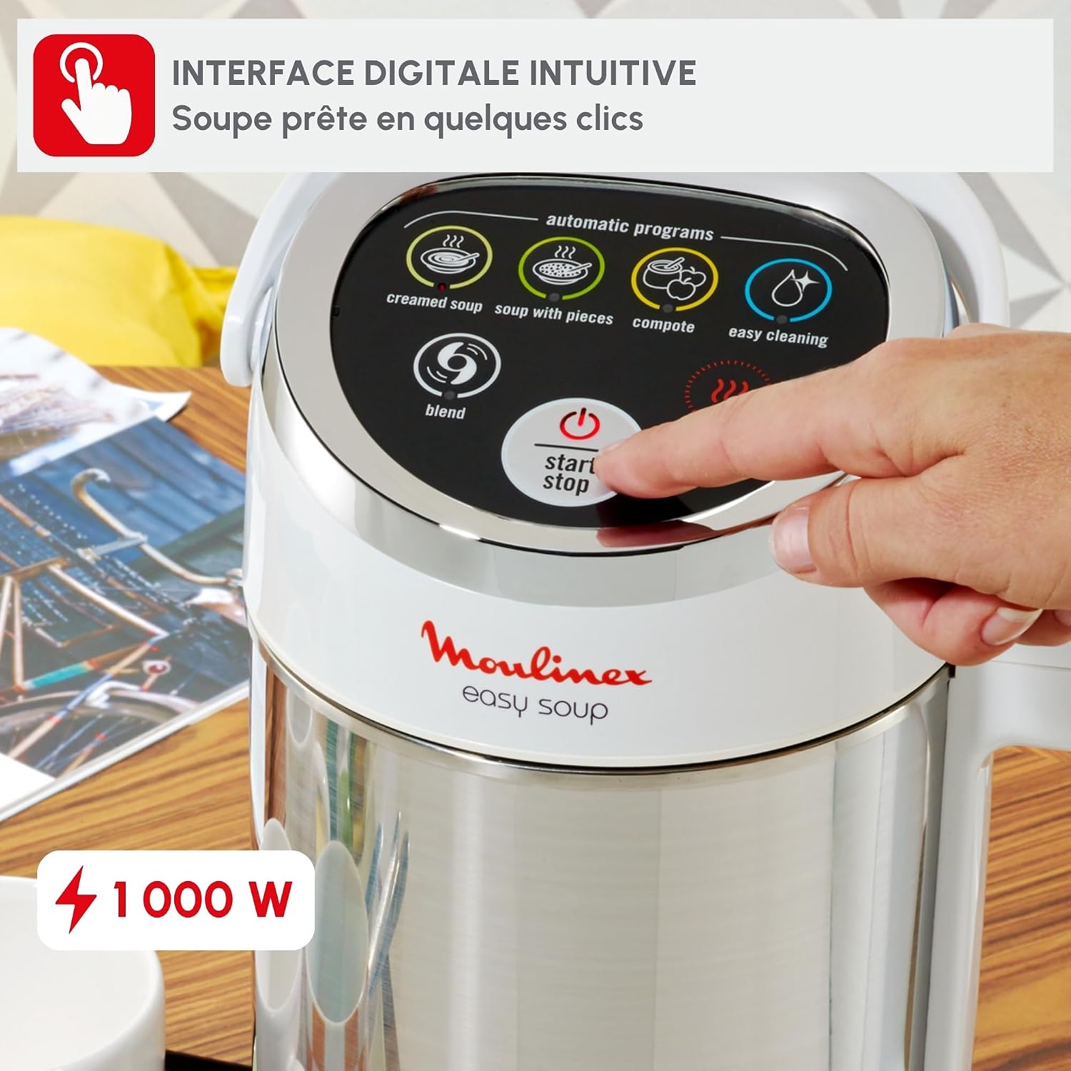 Detalle de Moulinex LM841110 Easy Soup verwarmde blender 1000 W, 1,2 l
