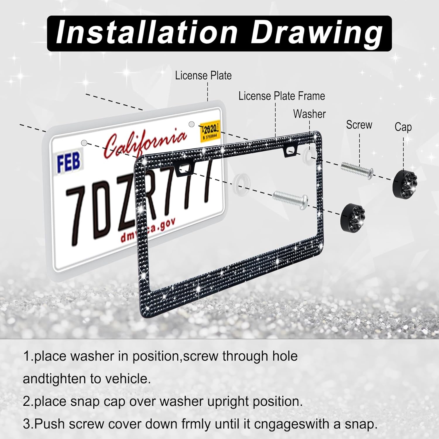 Detalle 2 de Amiss Bling License Plate Frame 2-Pack