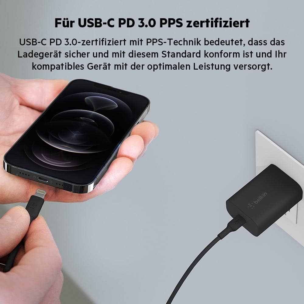 Thumbnail 2 de Belkin BoostCharge 25-W-Ladegerät mit PPS – USB-C PD 3.0 Schnelllader für iPhone, Samsung und mehr