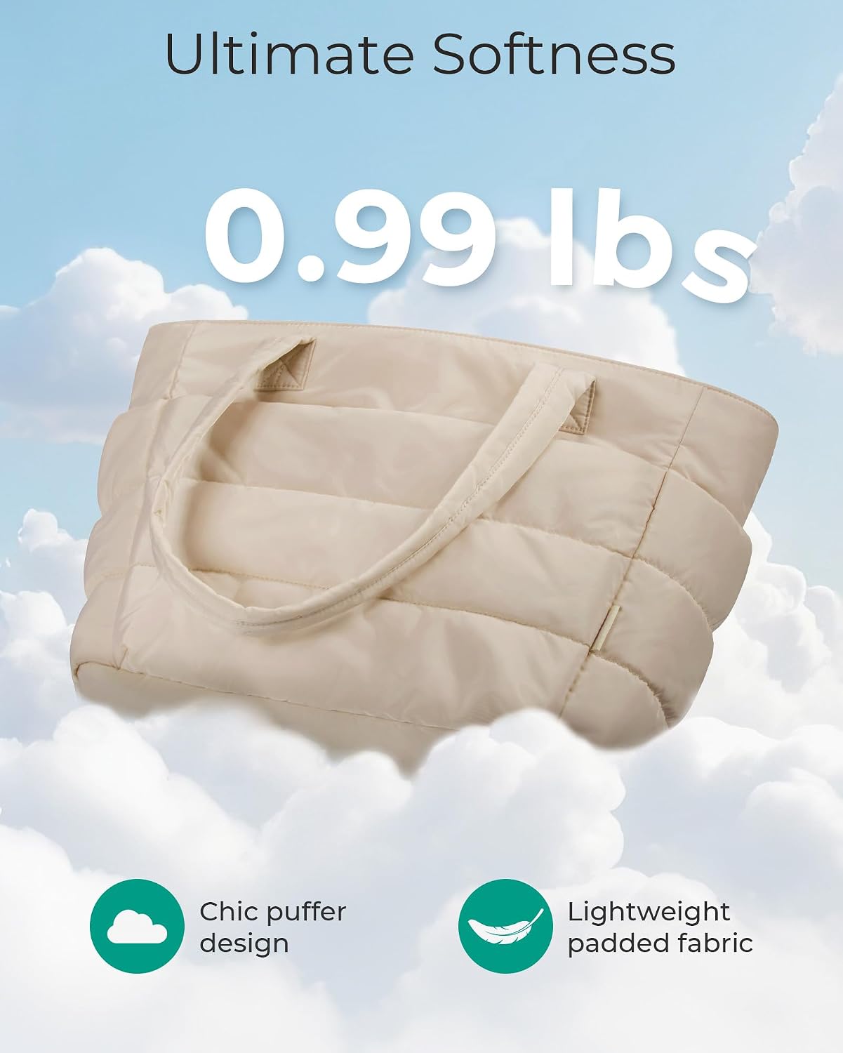 Thumbnail 3 de Bagsmart Women’s Puffer Tote Bag (20L) with 15.6-inch padded laptop compartment