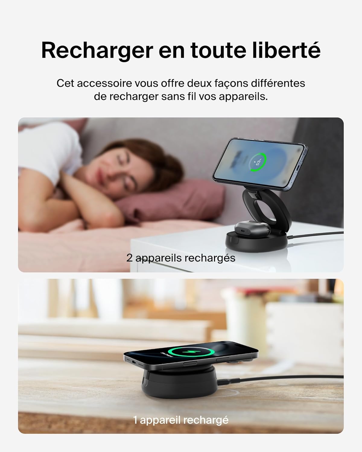 Thumbnail 5 de Belkin BoostCharge Chargeur 2-en-1 magnétique et pliable – MagSafe et Qi2, 15 W