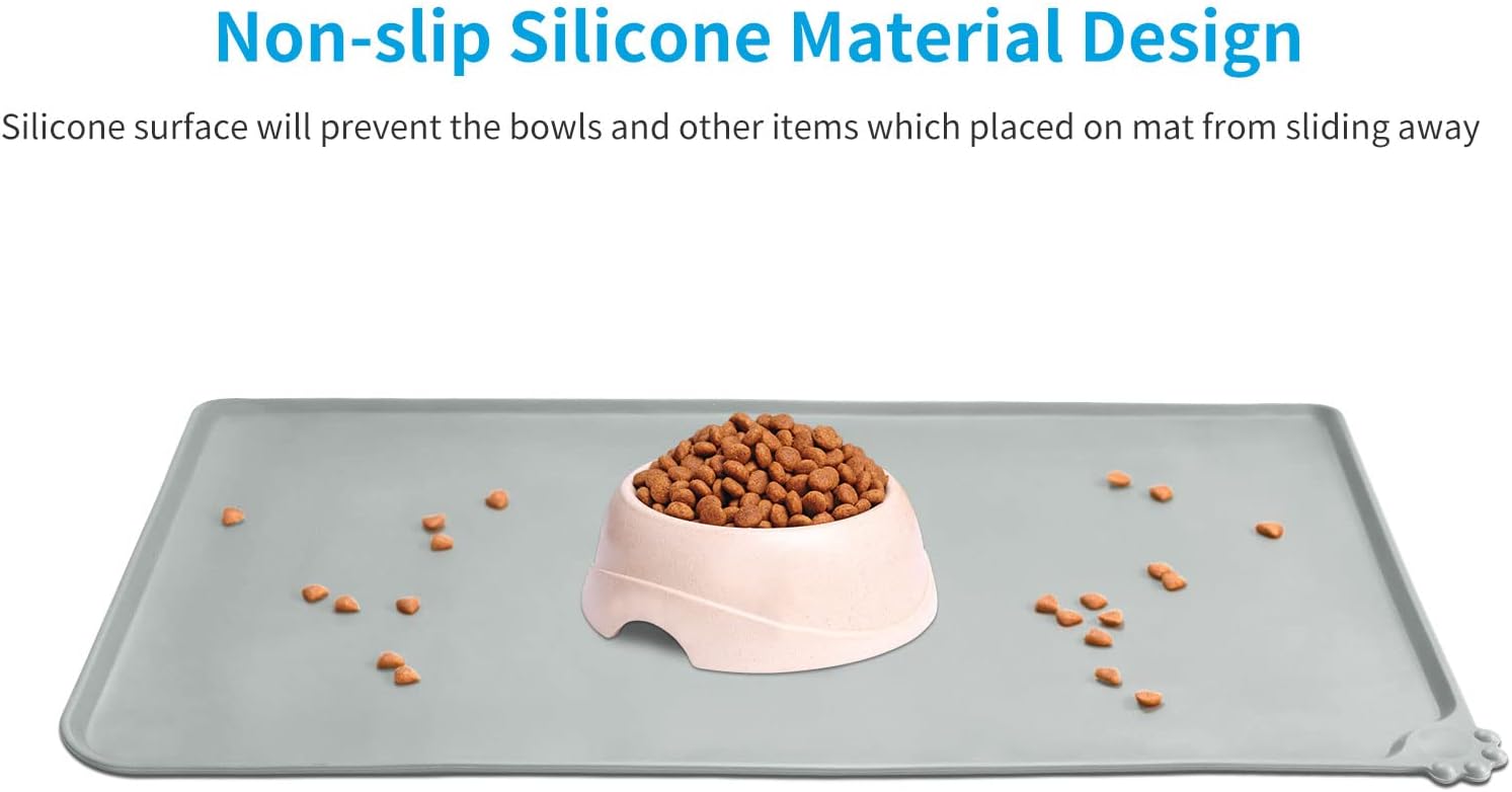 Detalle de AUDWUD Silicone Waterproof Pet Feeding Mat (47 x 30 cm) with Anti-Slip Border