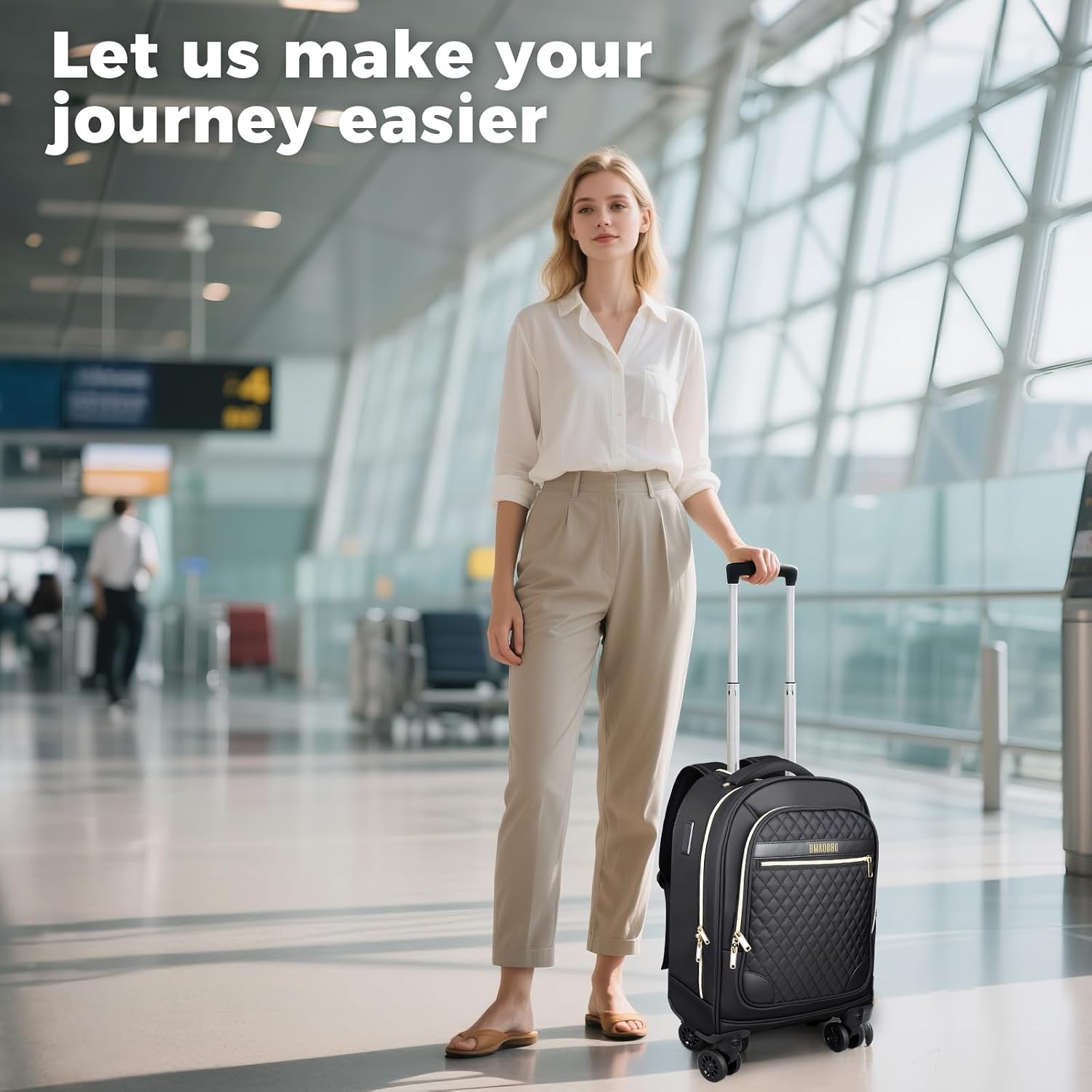 Detalle 2 de BMaoBBo Women’s 15.6" Wheeled Backpack Carry-On Trolley Luggage (30L, 52x32x20cm) – Black