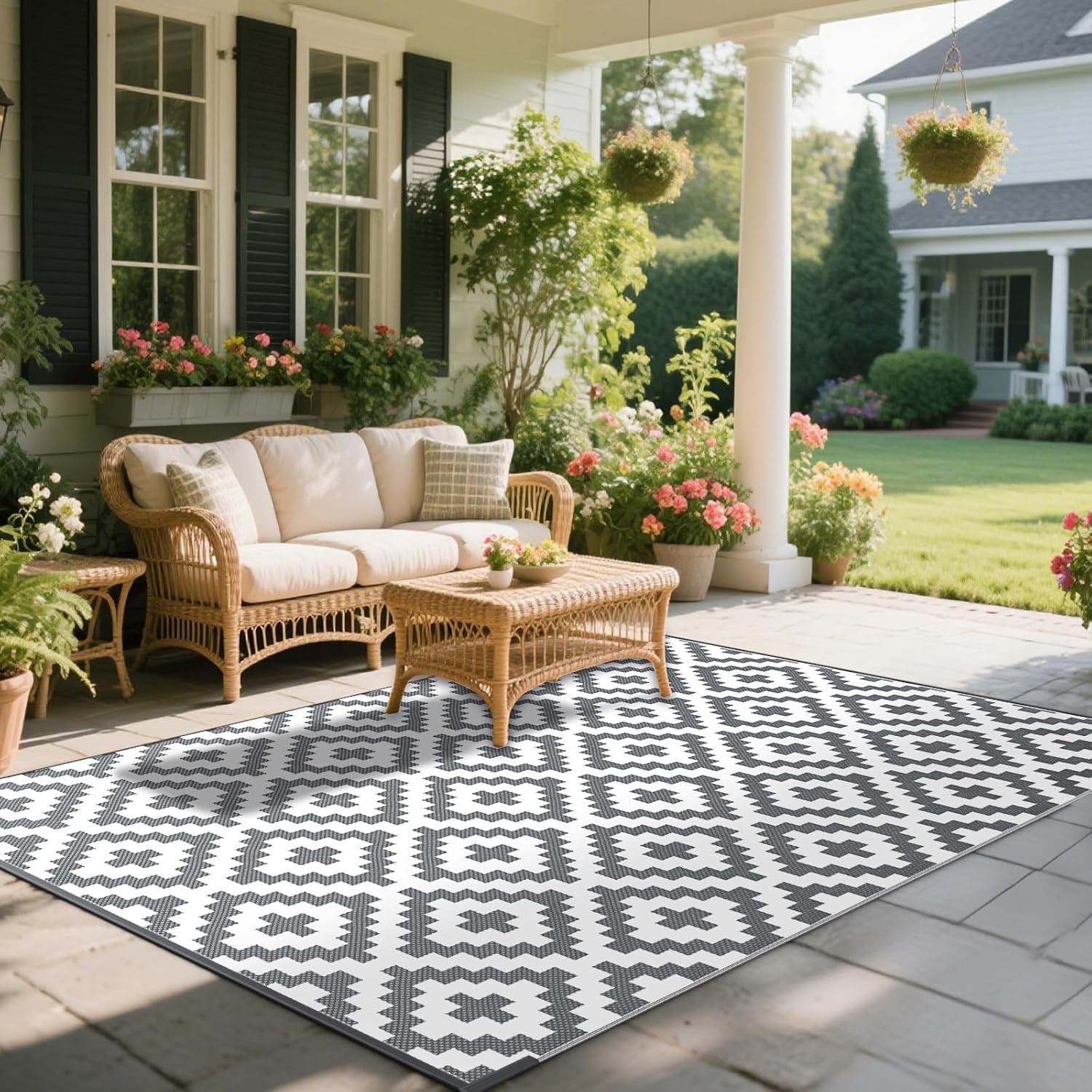 Thumbnail 6 de MOKANI Outdoor Rug for Patios Waterproof (150x240cm) – Anti-Slip, UV-Resistant Geometric Mat