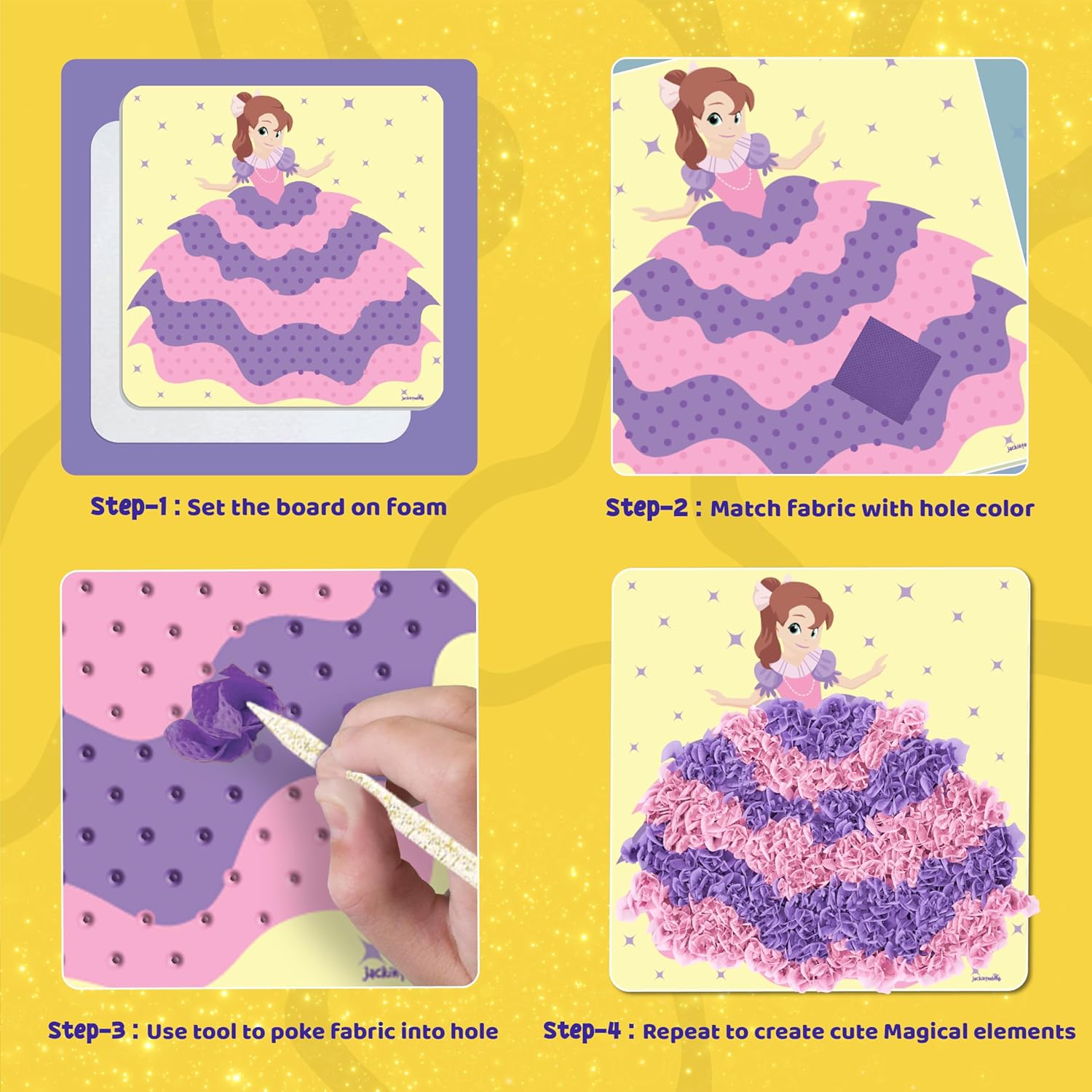 Thumbnail 4 de jackinthebox Poke Poke Art – Magical Theme mess-free fabric craft kit for kids ages 4–8