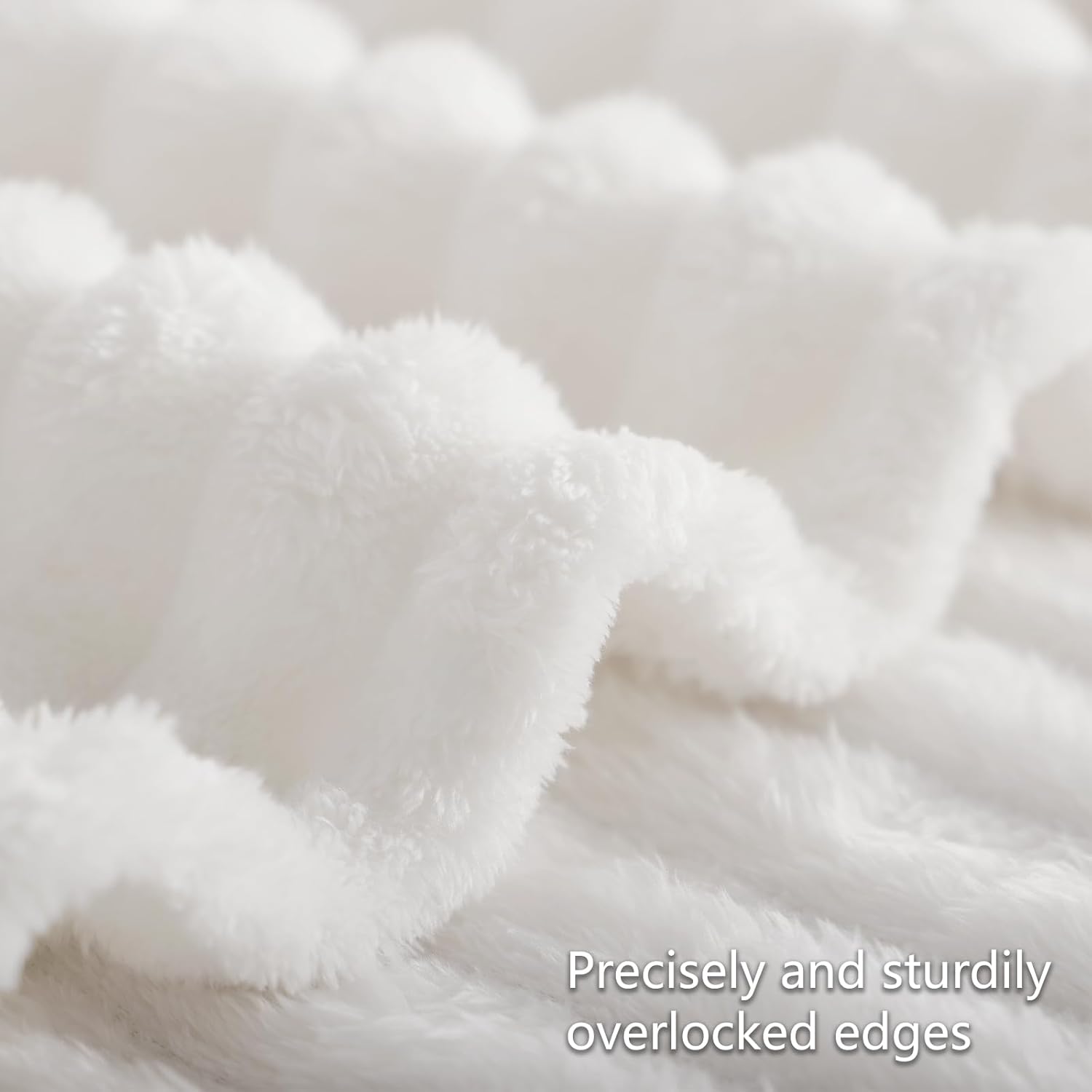 Thumbnail 4 de RUIKASI Fleece Throw Blanket for Sofa (150x200cm) – Double Fluffy White Ribbed Sofa & Bed Throw
