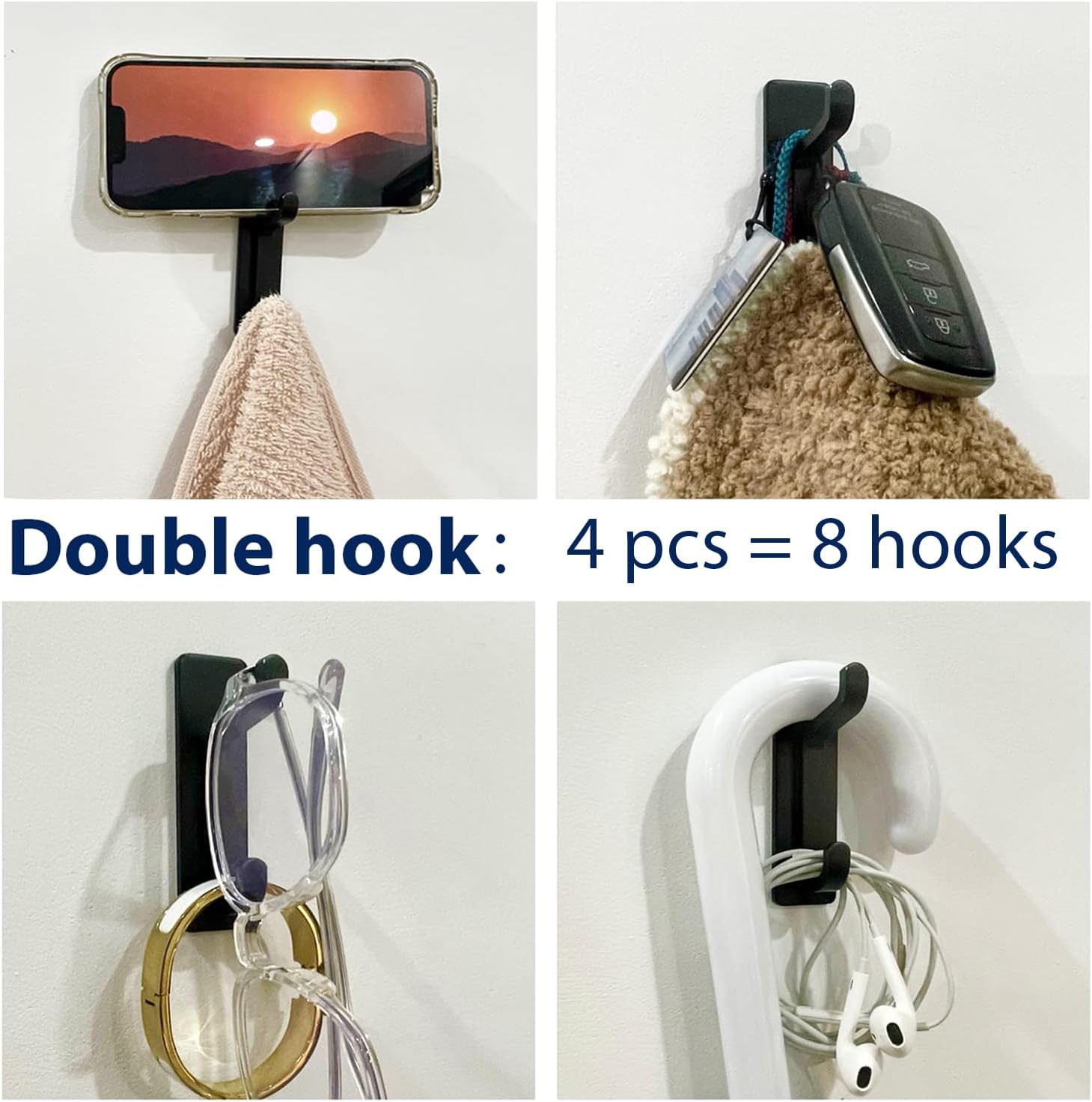 Thumbnail 2 de pickpiff Wall Hooks for Coat and Towel (13LB Strong Adhesive) — Black, 4 Pack
