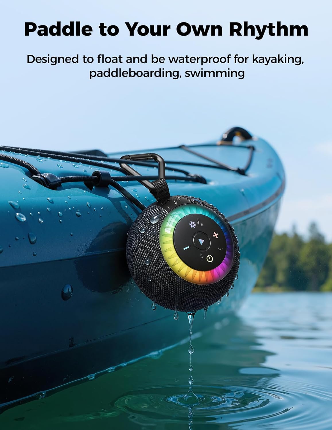 Detalle de dbsono Shower Speaker Bluetooth Waterproof, 360° Surround Sound (IPX7) with Suction Cup, RGB Lights, BT 5.4, TWS