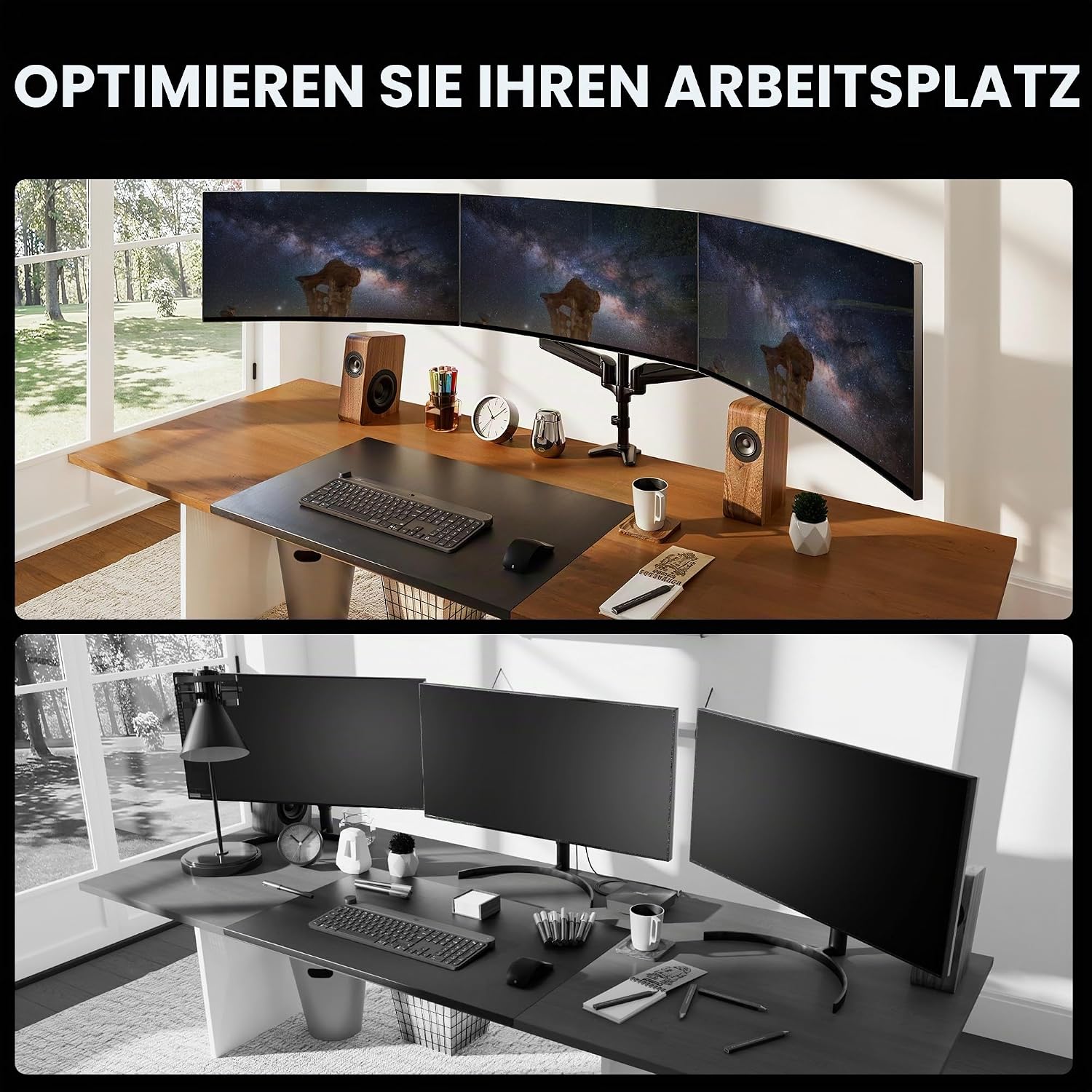 Thumbnail 6 de HUANUO Monitor Halterung 3 Monitore 17–32 Zoll 8 kg pro Arm