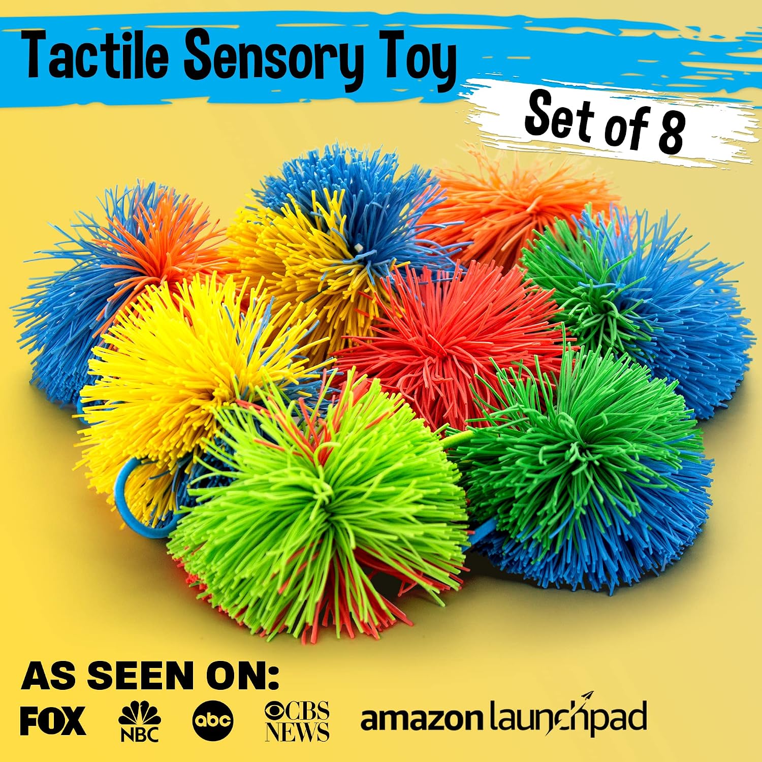 Detalle de Refresh Sports ST0003-20 Stringy Sensory Balls, 8-Pack Rubber Fidget Toys