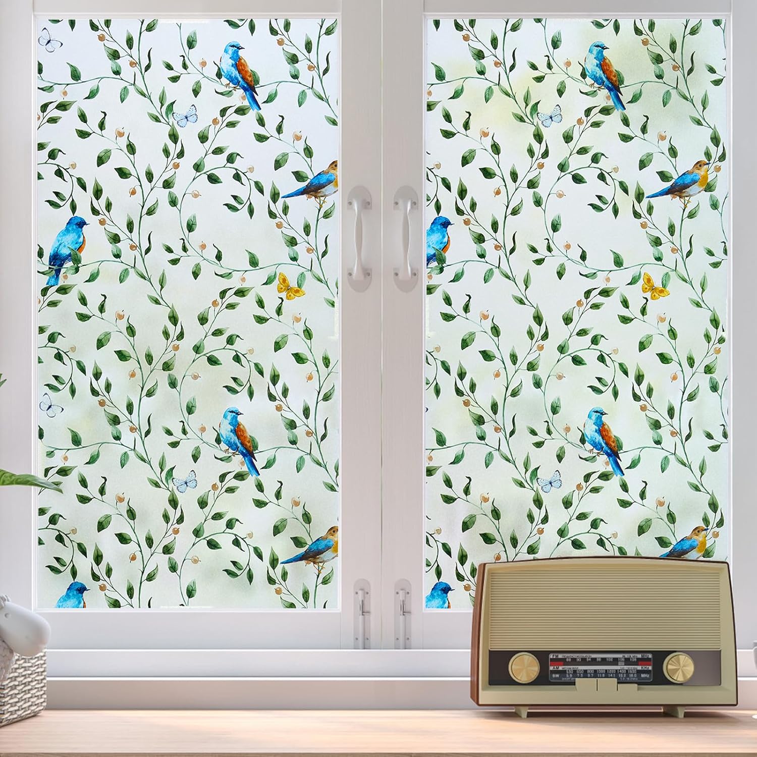 Thumbnail 1 de dktie Sichtschutzfolie Fensterfolie mit Vogel und Zweig, statisch haftend, 44,5 x 200 cm