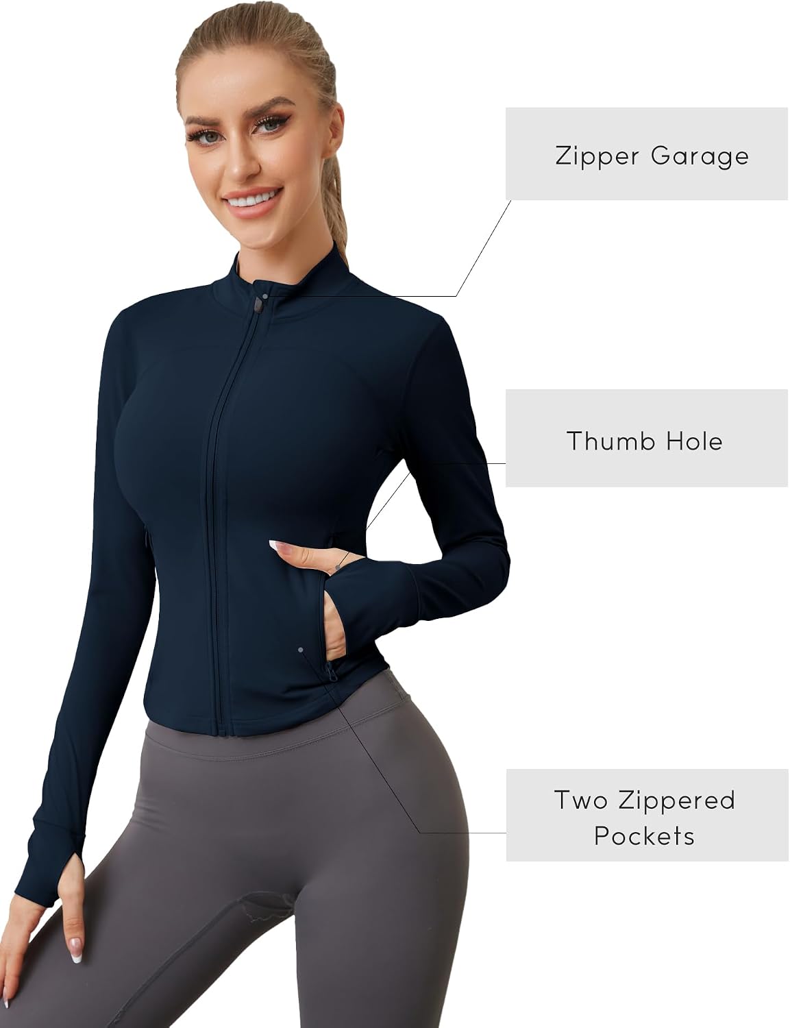 Detalle 2 de Sportjacke für Damen mit Daumenloch