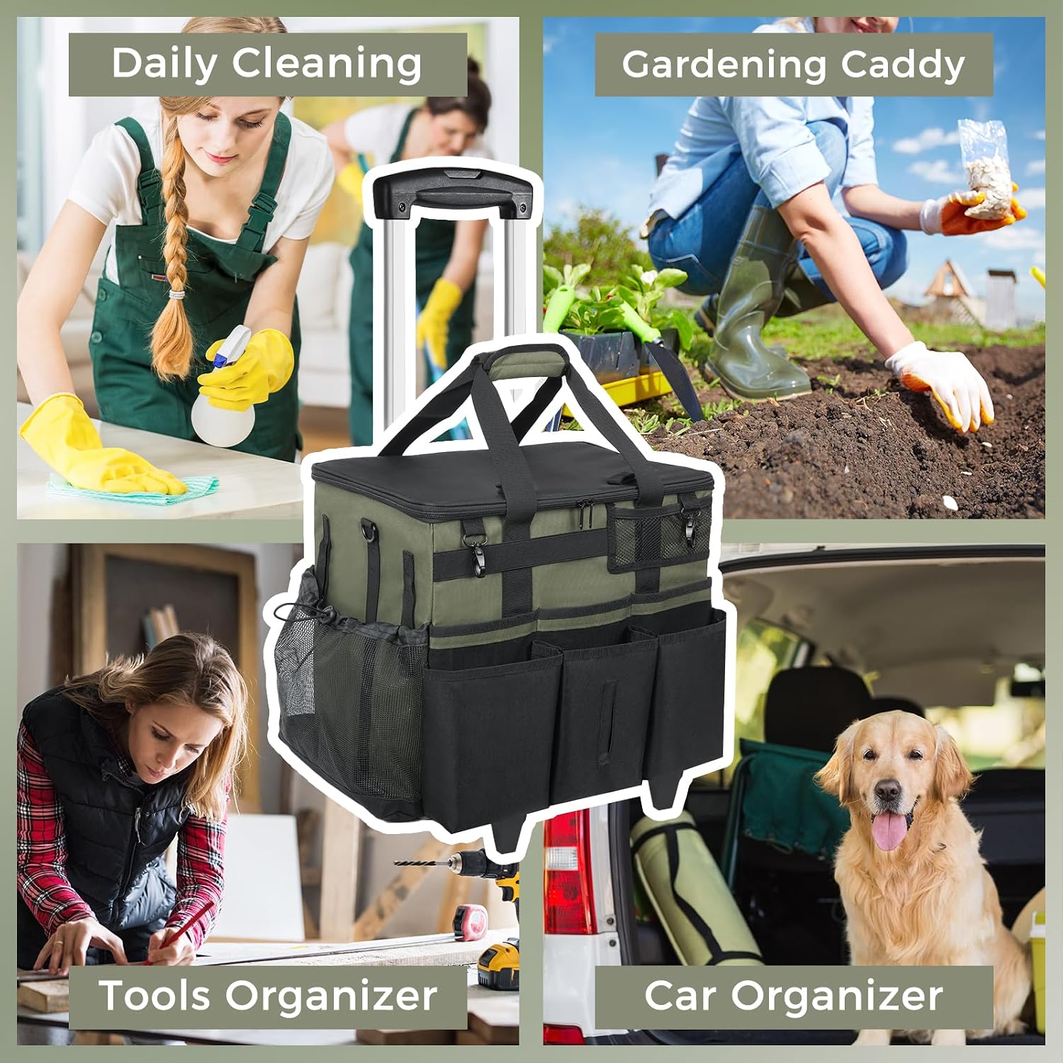 Thumbnail 6 de SCAVATA Wearable Cleaning Caddy, Rolling Organizer with Detachable Trolley