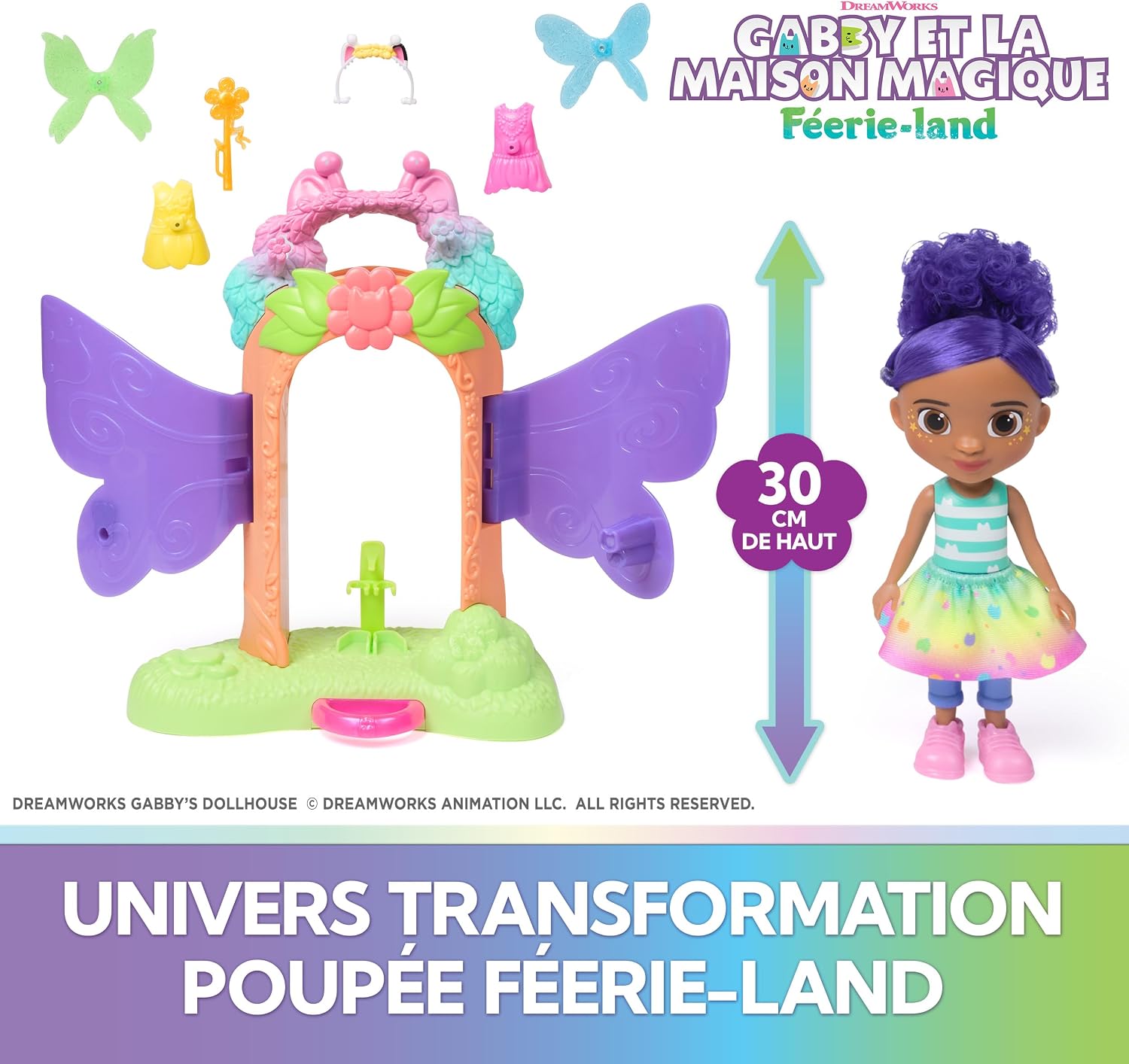 Detalle de Gabby et la Maison Magique Gabby Dollhouse – Playset Transformation avec poupée articulée Fairylandia (15 cm) et 6 accessoires