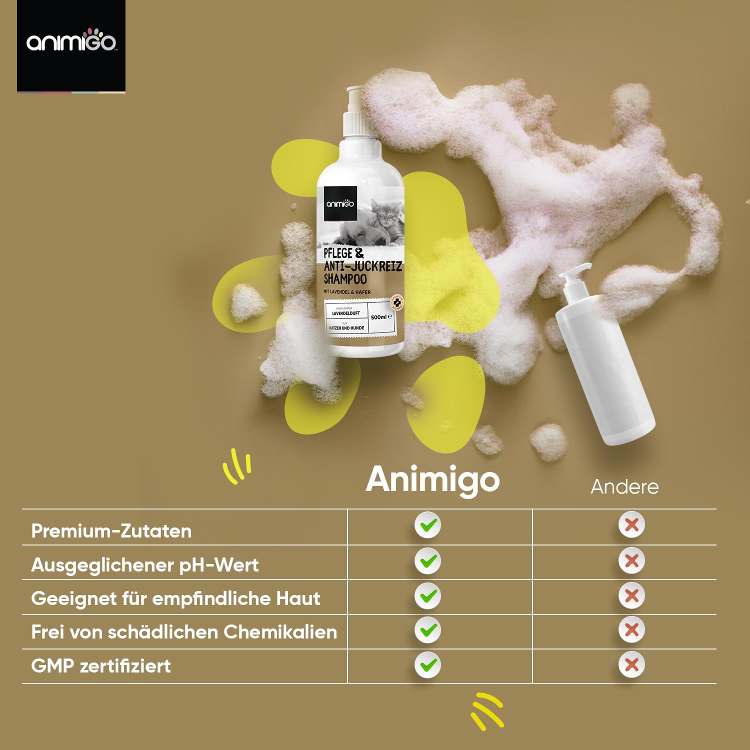 Detalle de animigo Hundeshampoo – Pflege & Anti-Juckreiz, 500 ml