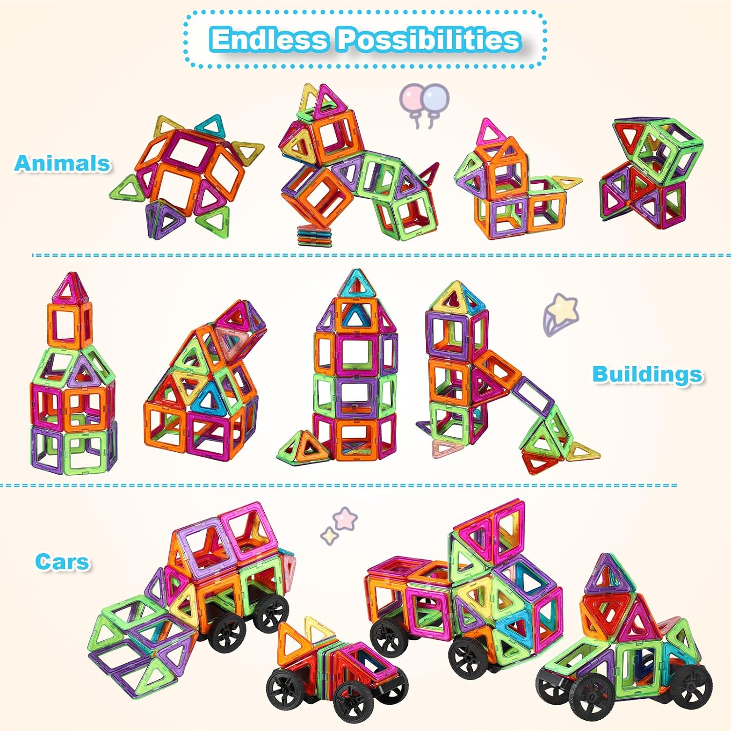 Detalle de ECHOCUBE 42-Piece Magnetic Building Blocks Set: A Practical STEM Toy for Creative Early Learning