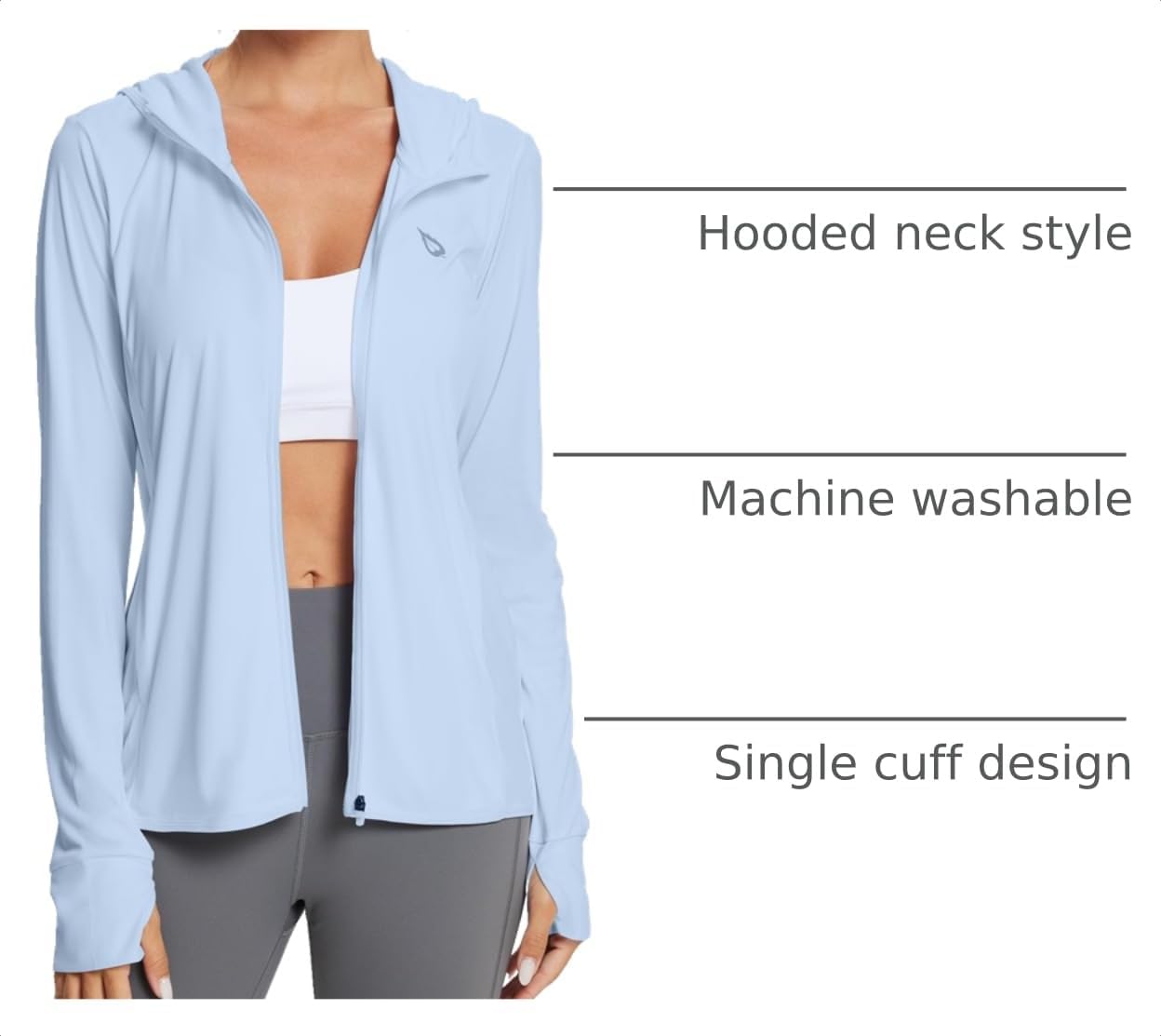 Detalle de baleaf Women's Sun Protection Jacket Hoodie: Lightweight UPF 50+ Cover Up