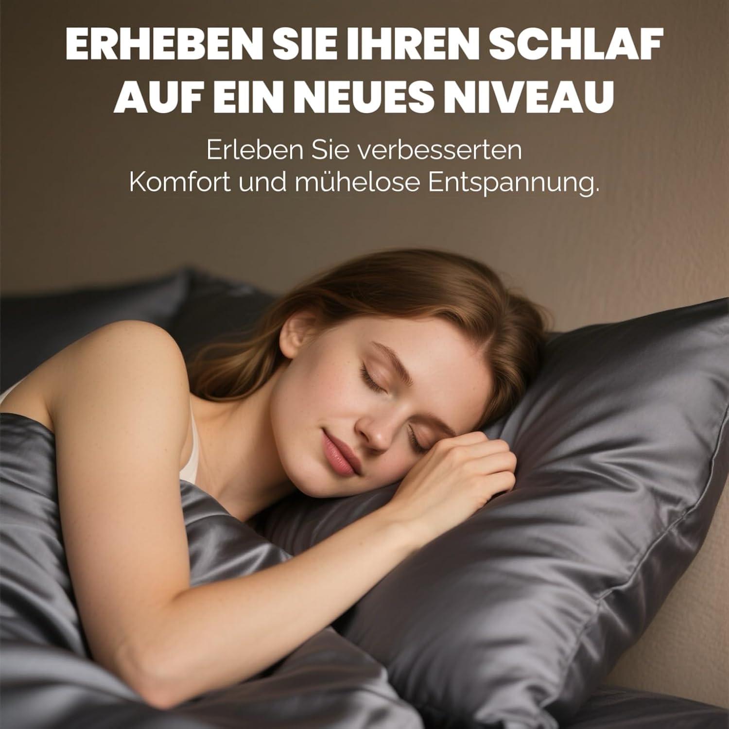 Detalle de SeidenKissenbezug Ravmix 40x60 aus Maulbeerseide mit verstecktem Reißverschluss (Anthrazit) – 1 Stück