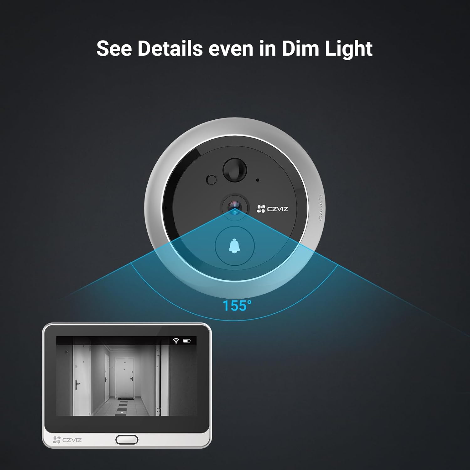 Detalle 2 de EZVIZ DP2C CS-DP2C-A0-6E2WPFBS digitale deurspion, 1080p en 155°