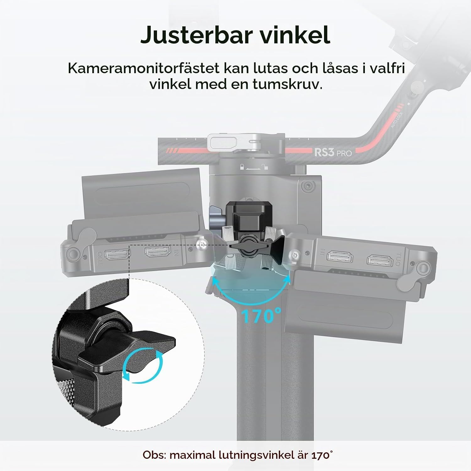 Detalle 2 de SMALLRIG 3026B monitorfäste för DJI RS med NATO-klämma och dubbla tillbehörsskor