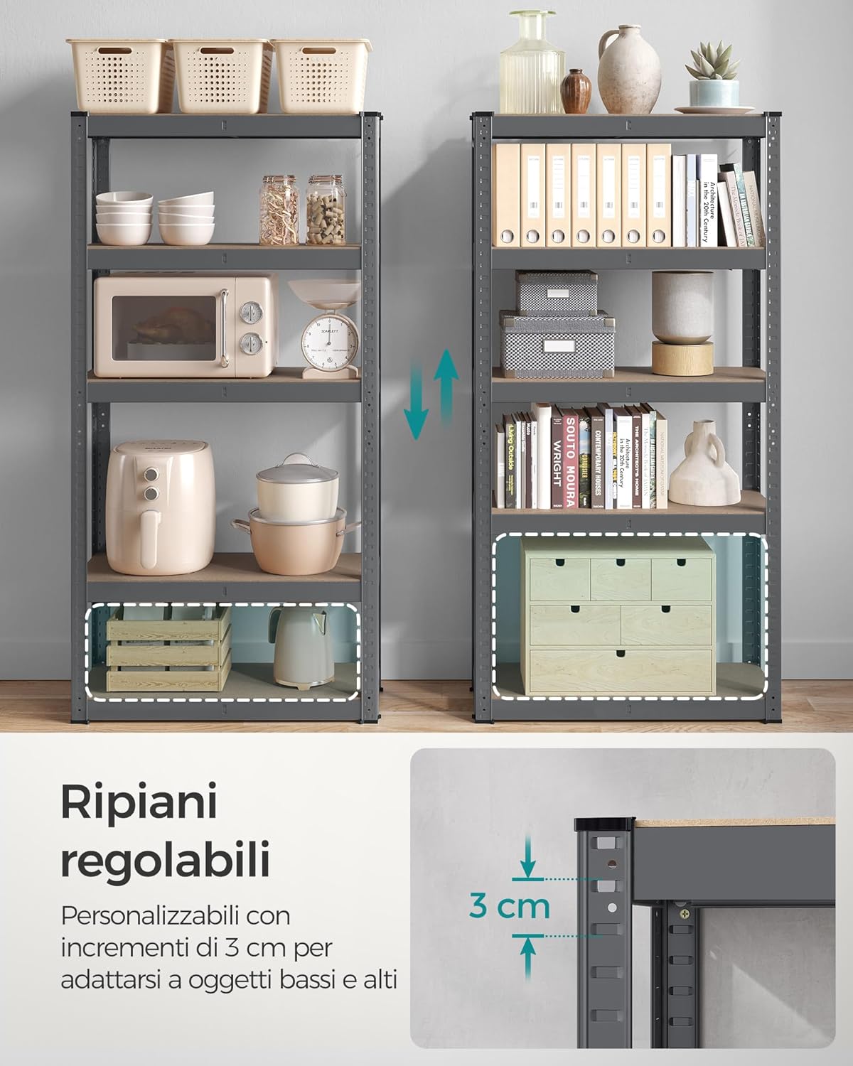 Detalle 2 de SONGMICS scaffalatura in acciaio 5 ripiani