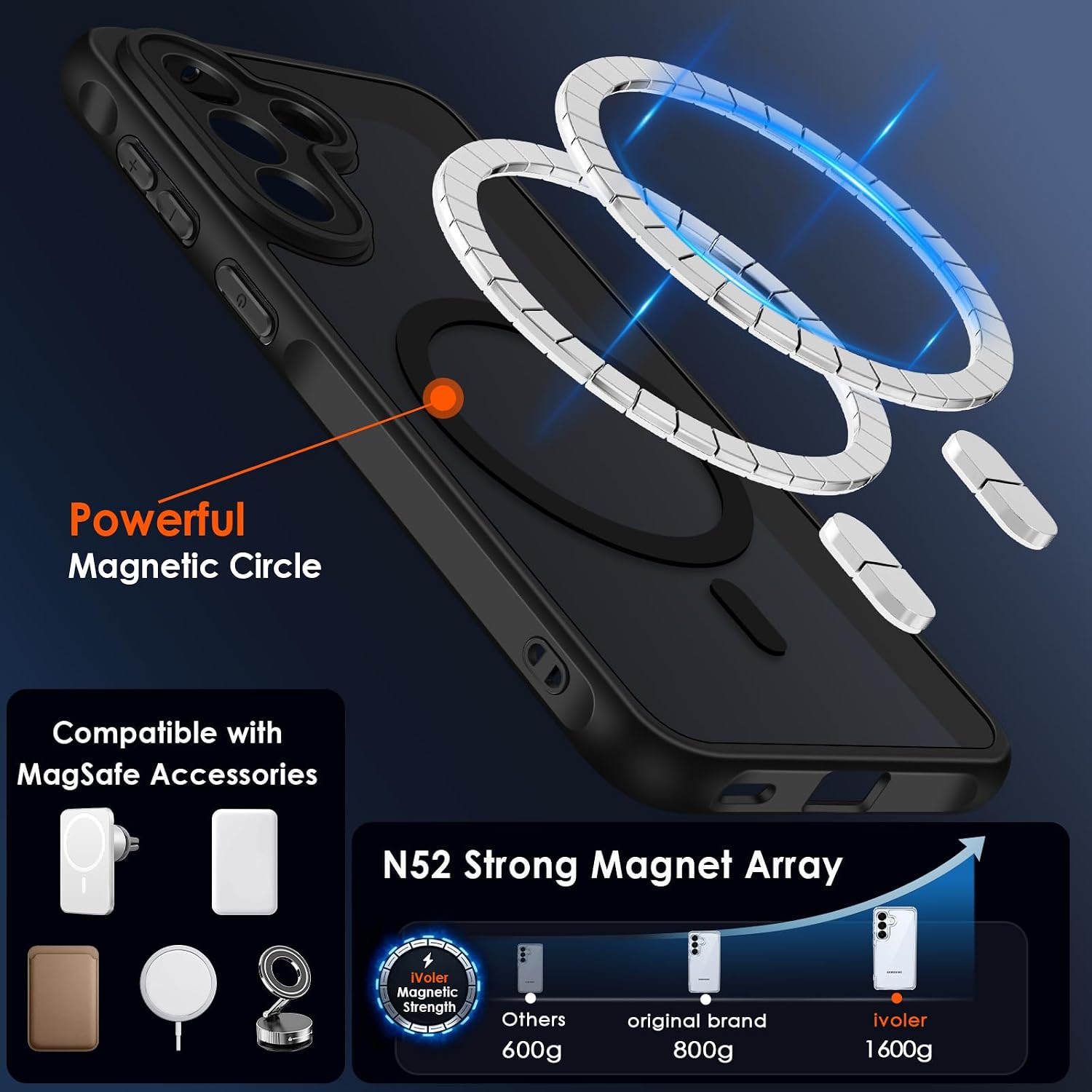 Detalle de ivoler 3-in-1 Magnetic Case for Samsung Galaxy A57 5G – Military-Grade Protection with 2 Screen Protectors