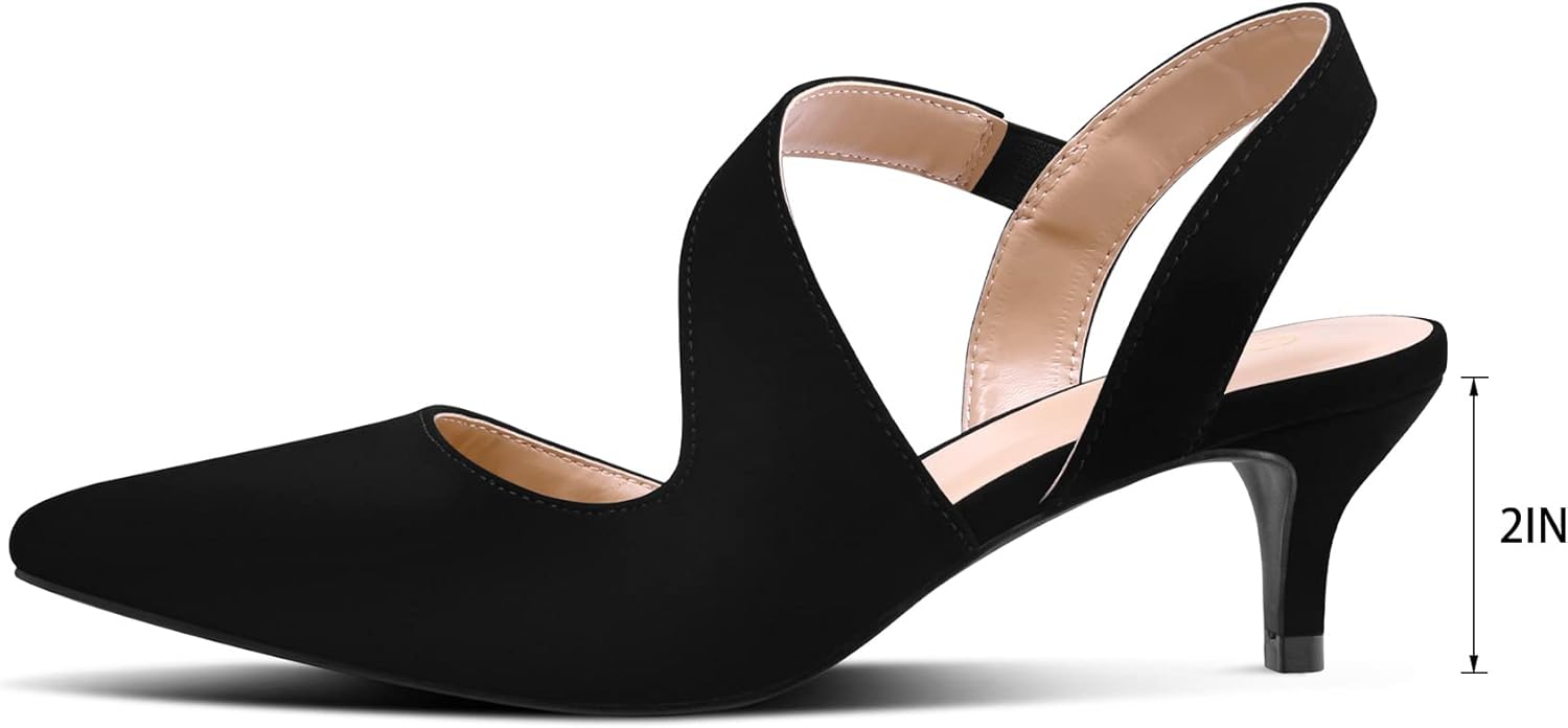 Thumbnail 3 de mysoft Low Heel Kitten Pumps 2 inch Slingback 👠