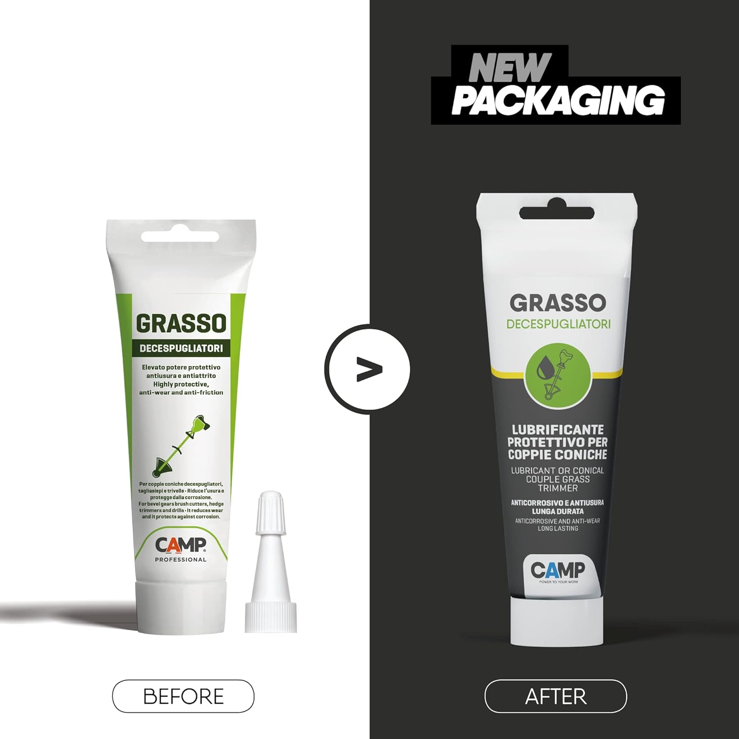 Detalle 2 de Camp GRASSO DECESPUGLIATORI: grasso lubrificante protettivo per coppie coniche decespugliatori e tagliasiepi (150 ml)