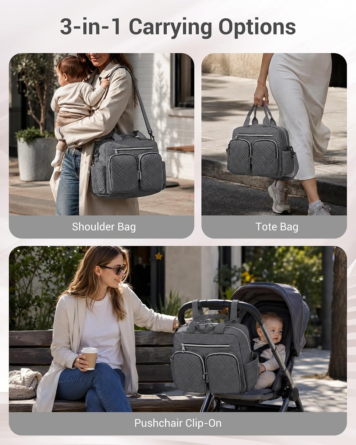 Detalle de Kono Baby Changing Bag: Multifunction Nappy Bag with Insulated Pockets and Stroller Straps
