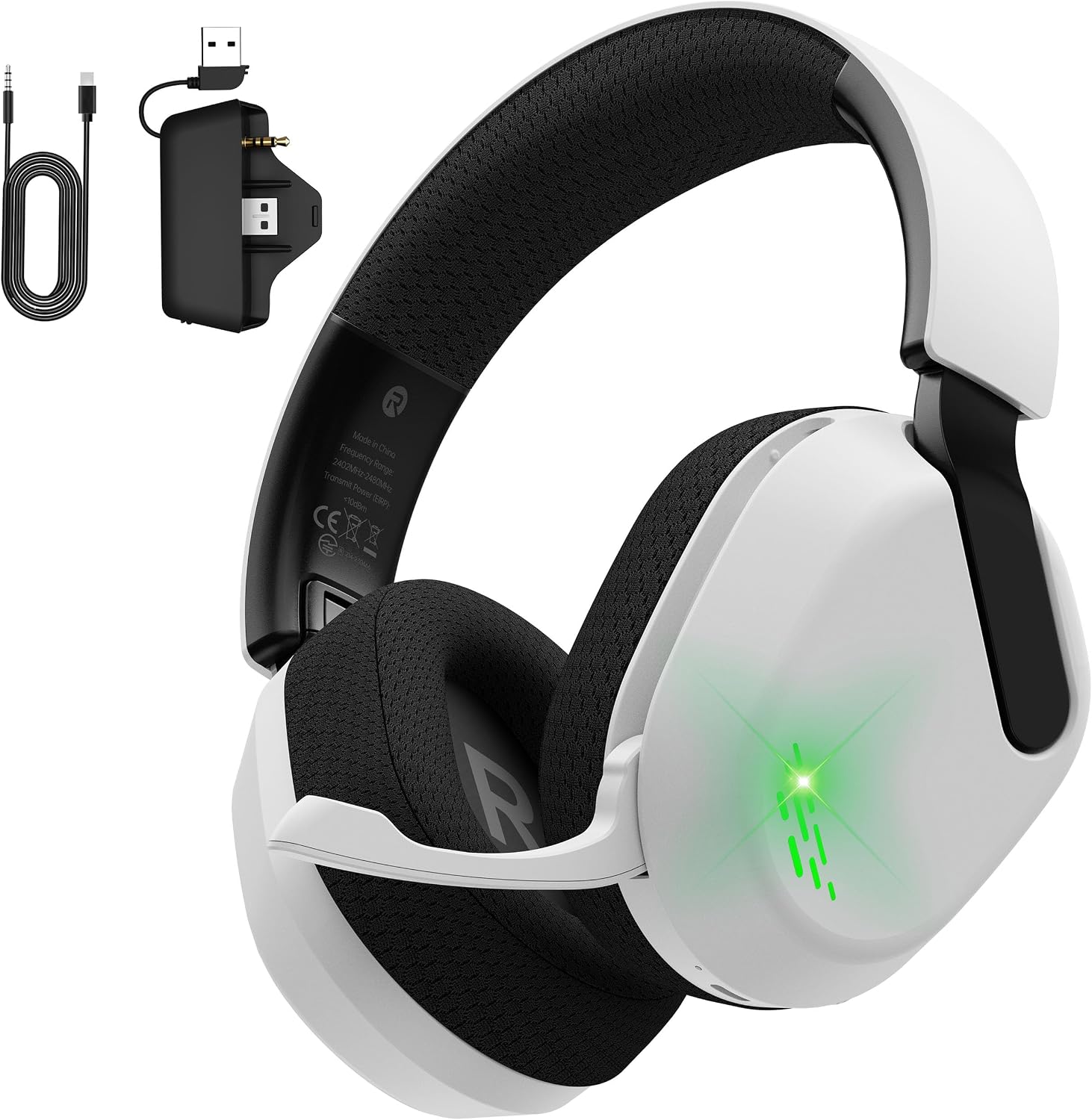 Detalle de Gvyugke 560 Over-Ear Gaming Headset, White, 50 mm Drivers and 20 ms Low Latency