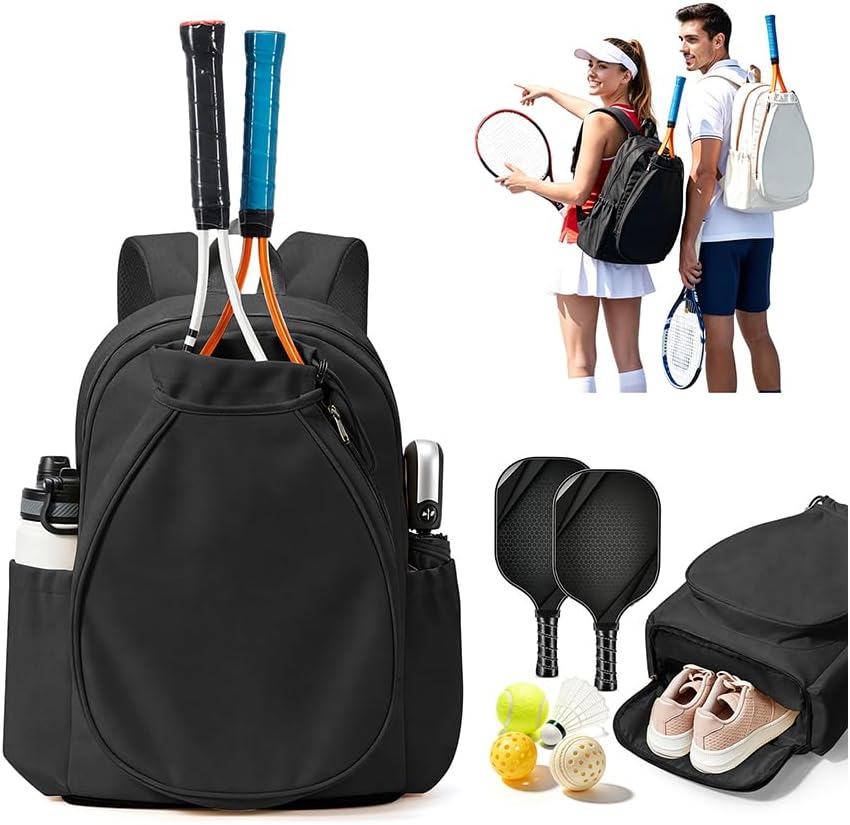 Detalle de SZLX Tennisrucksack: geräumige Sporttasche mit Schlägerfach für Tennis, Badminton, Squash & Pickleball