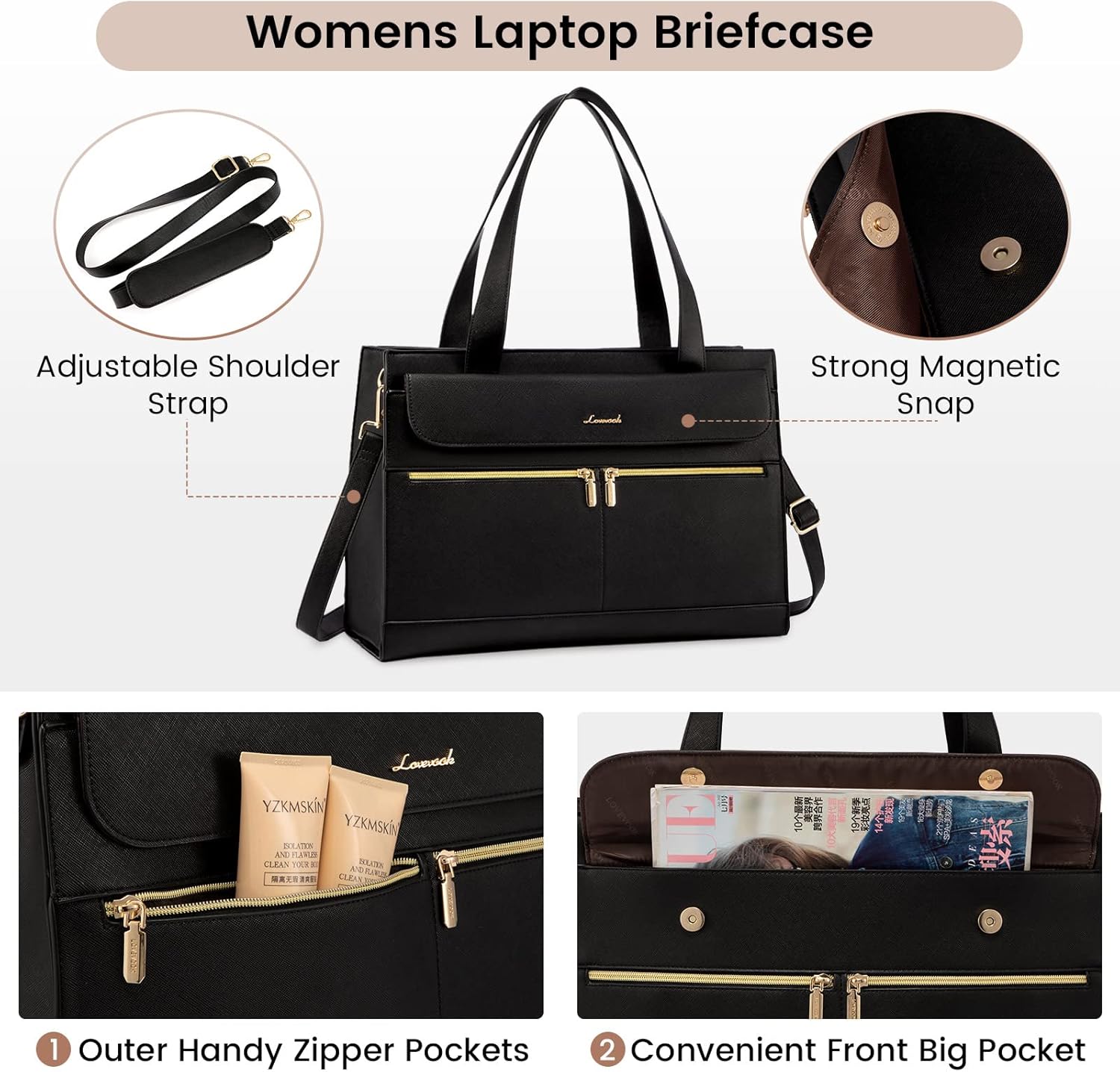 Thumbnail 4 de LOVEVOOK Laptop Tote 15.6" waterproof briefcase